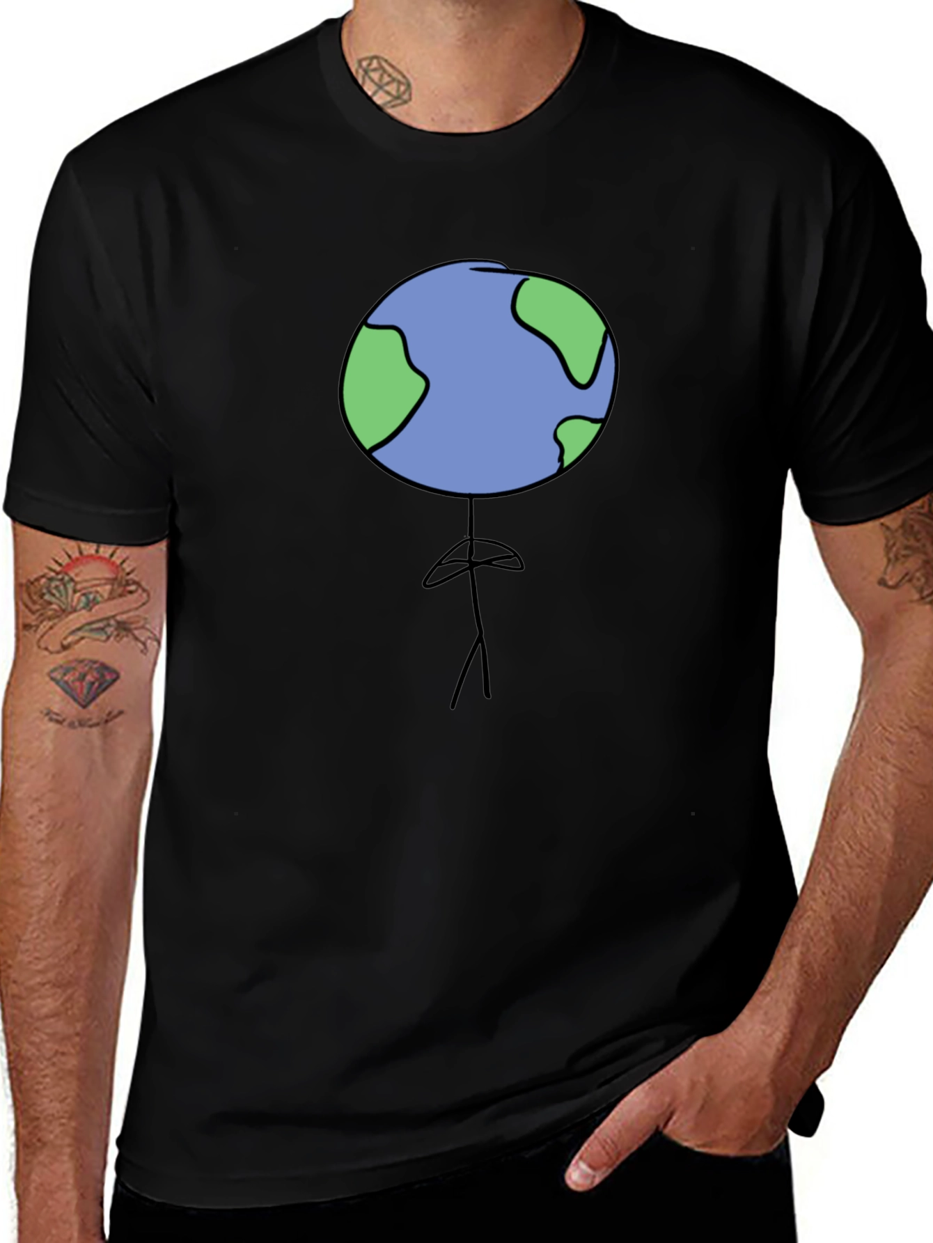 Variant 10 of Earth Head Man Black T-Shirt