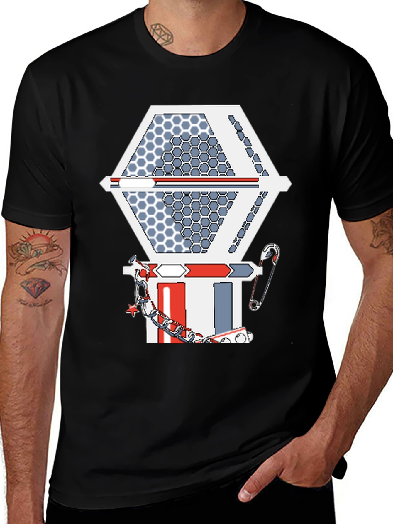 Abstract Graphic Print Black T-Shirt