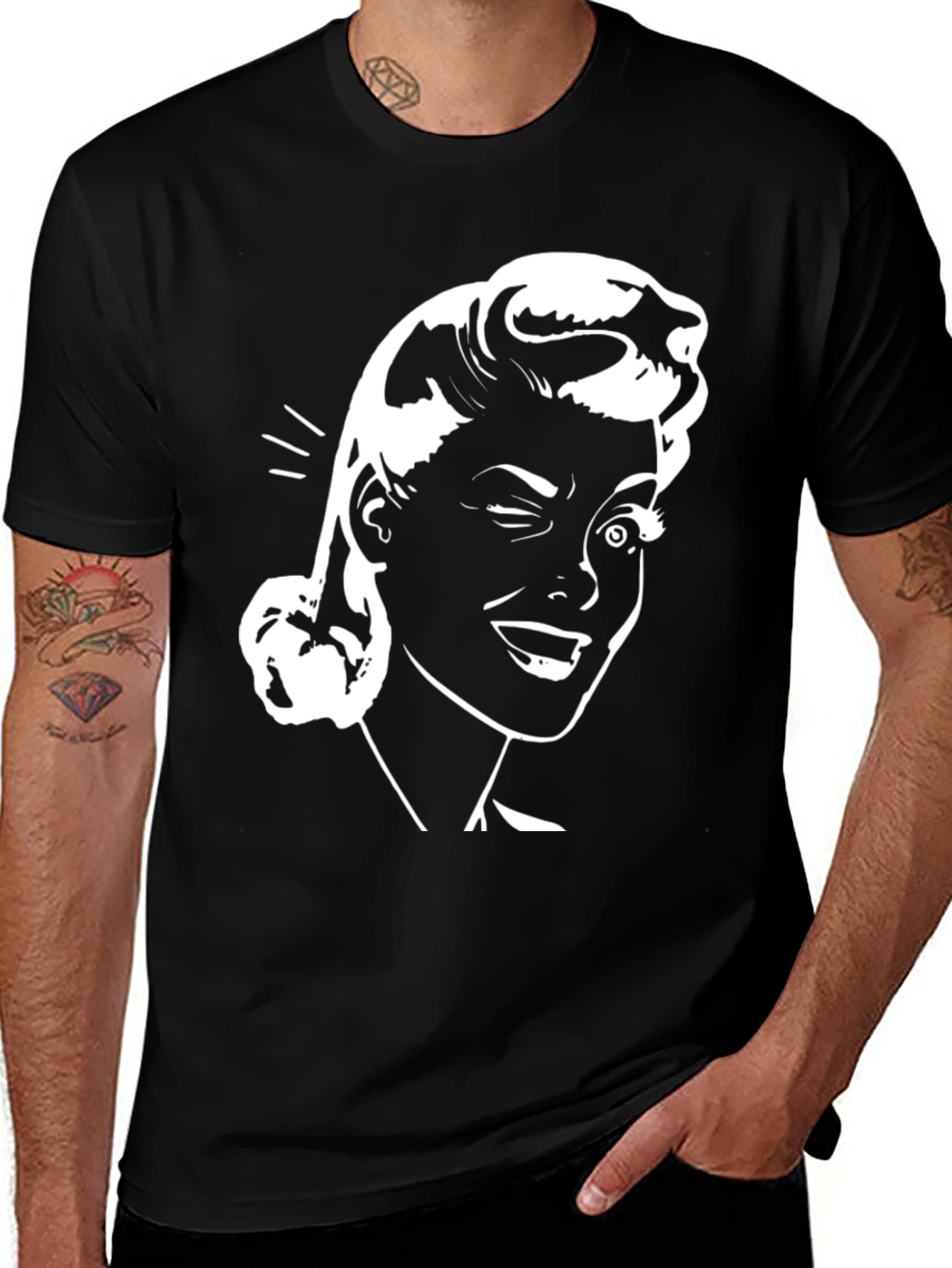 Variant 22 of Retro Winking Woman Graphic Tee
