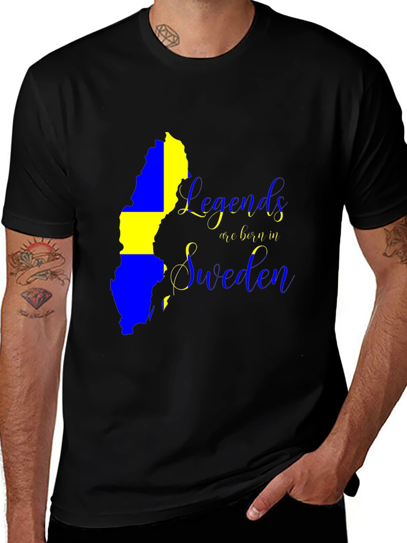 Variant 12 of Legends Are Born In Sweden Black T-Shirt