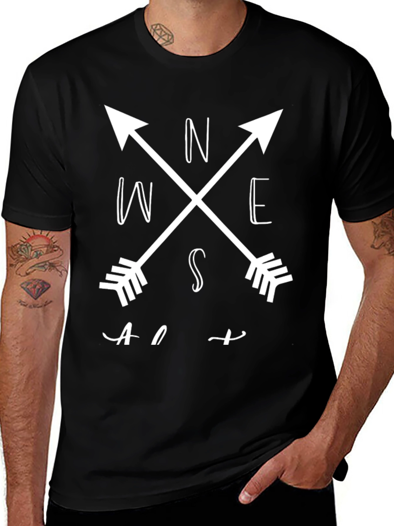 Variant 25 of Compass Arrows Black T-Shirt