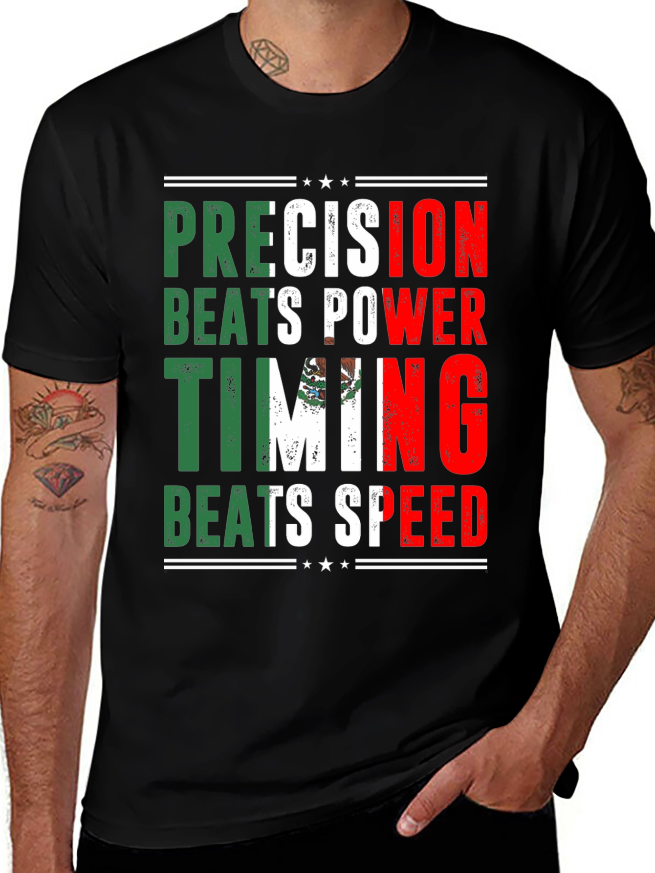 Precision Beats Power Mexico Flag T-Shirt