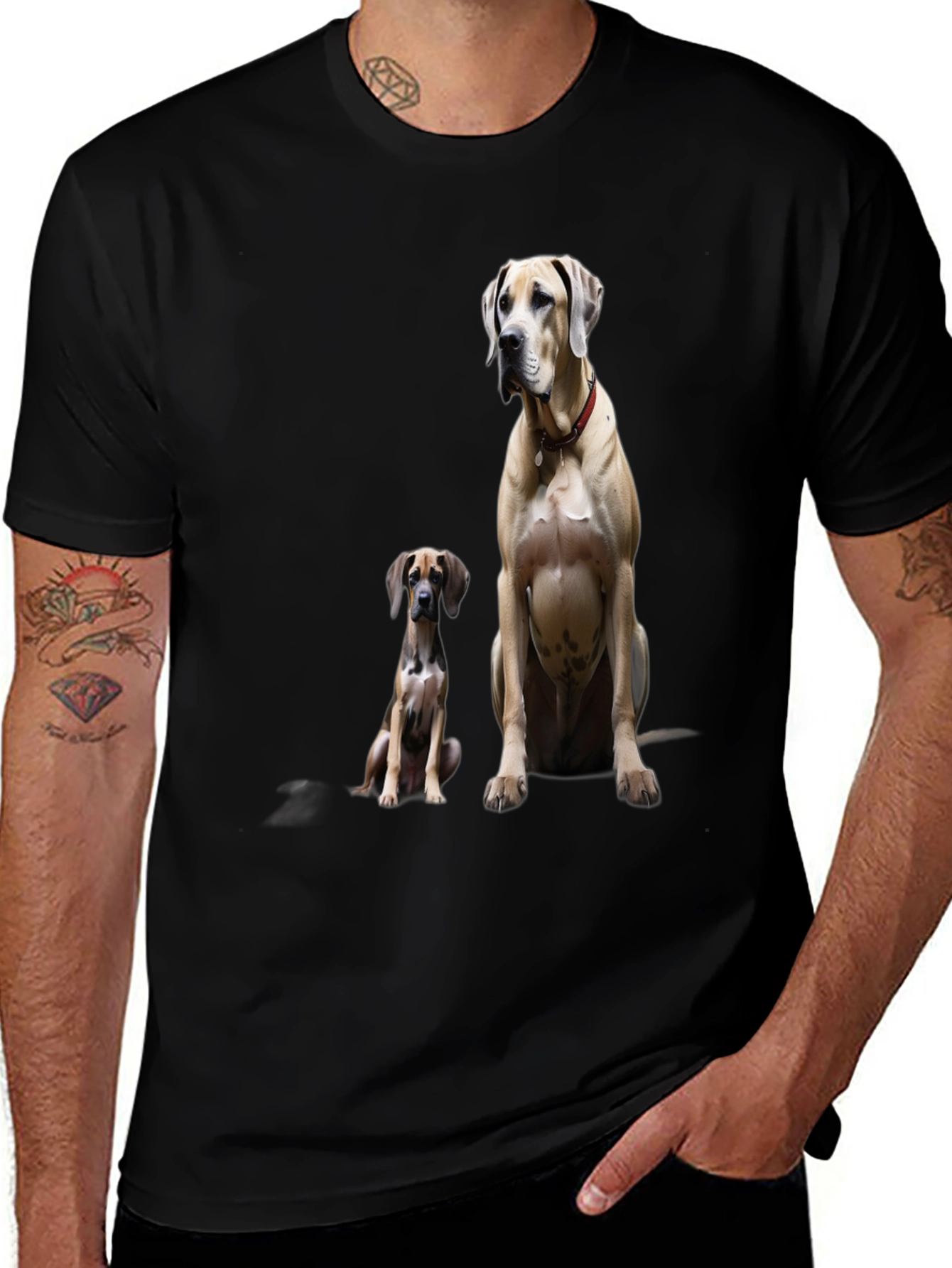 Variant 13 of Dog Lover's Tee: Two Great Danes on Black T-Shirt