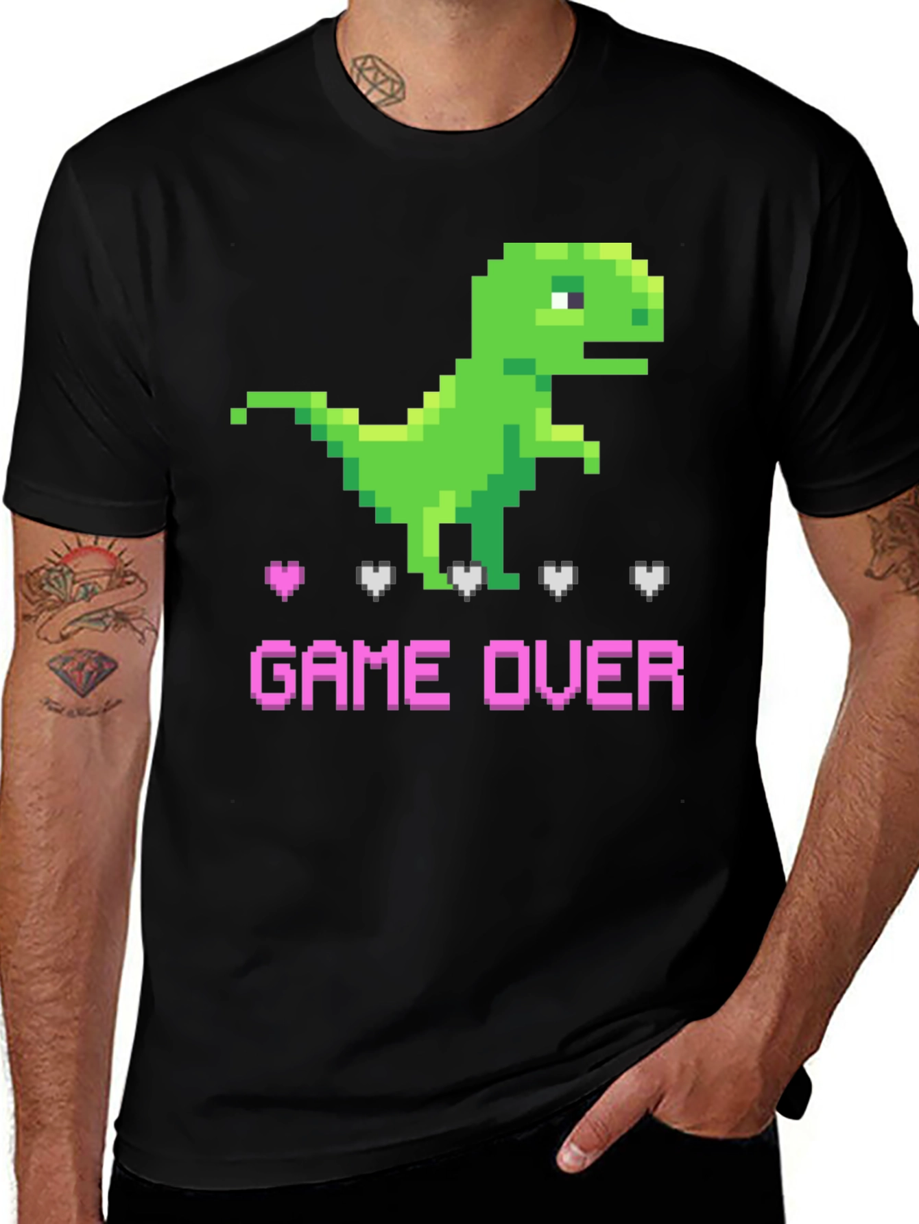 Variant 19 of Pixel Dinosaur Game Over T-Shirt