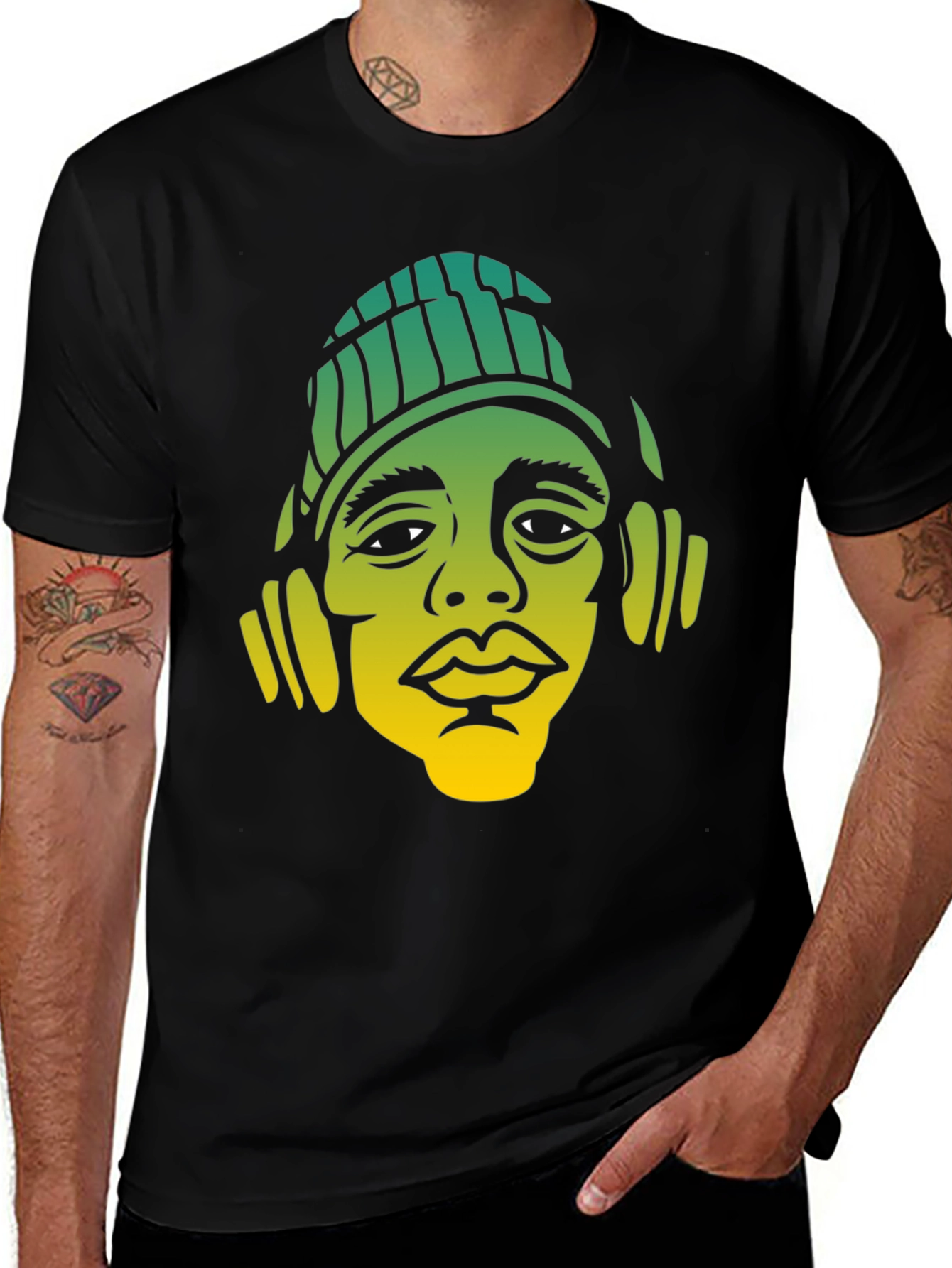 Variant 8 of Urban Style Graphic Tee - Man with Beanie