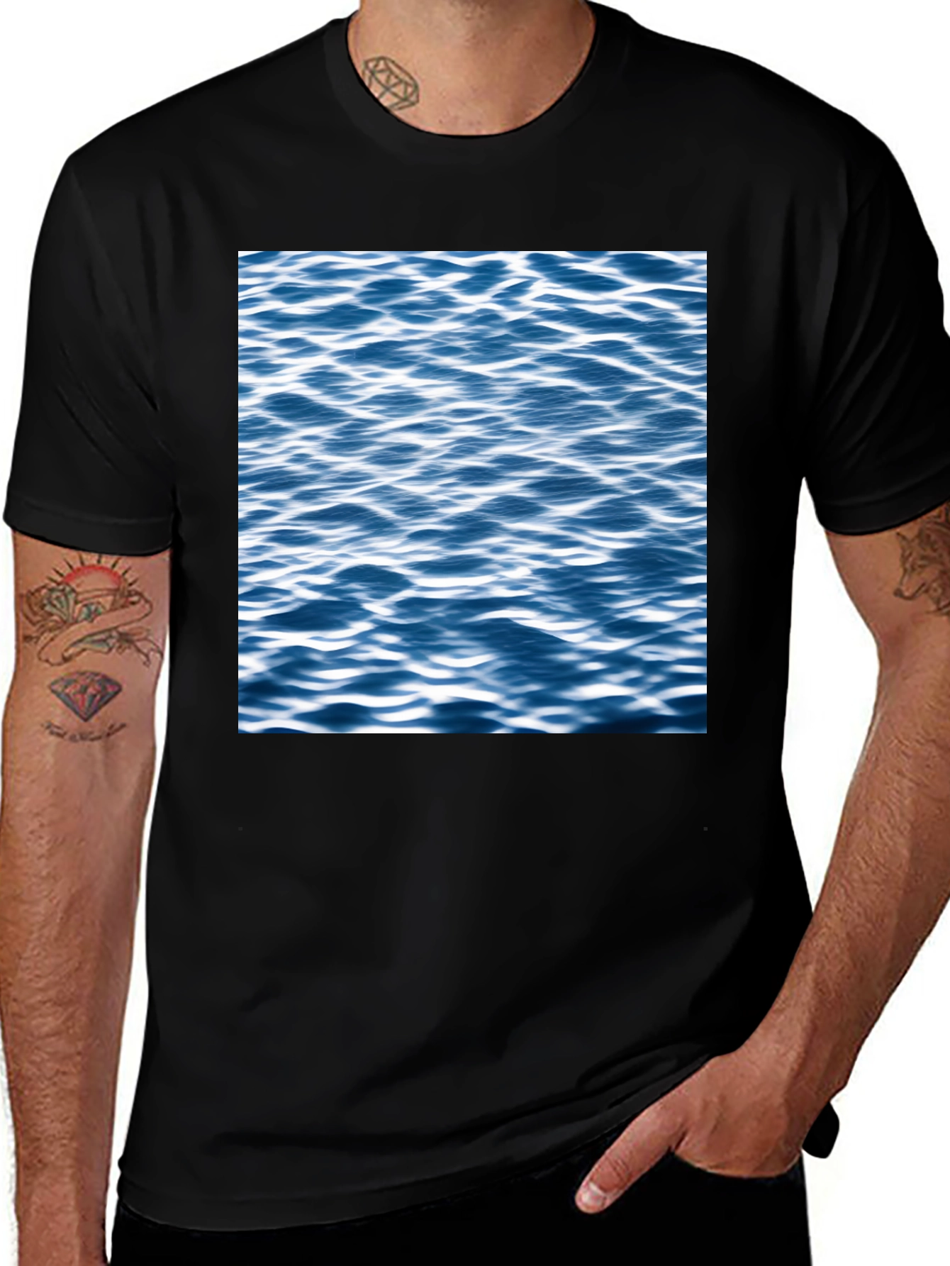 Ocean Wave Graphic Black T-Shirt