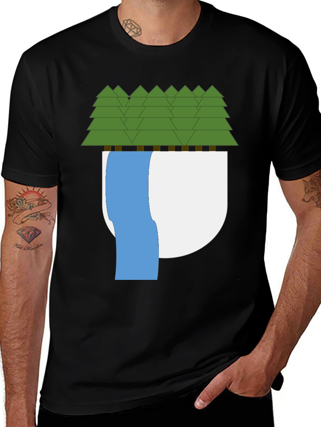 Variant 14 of Nature Graphic Tee - Trees, Water, Unique Design