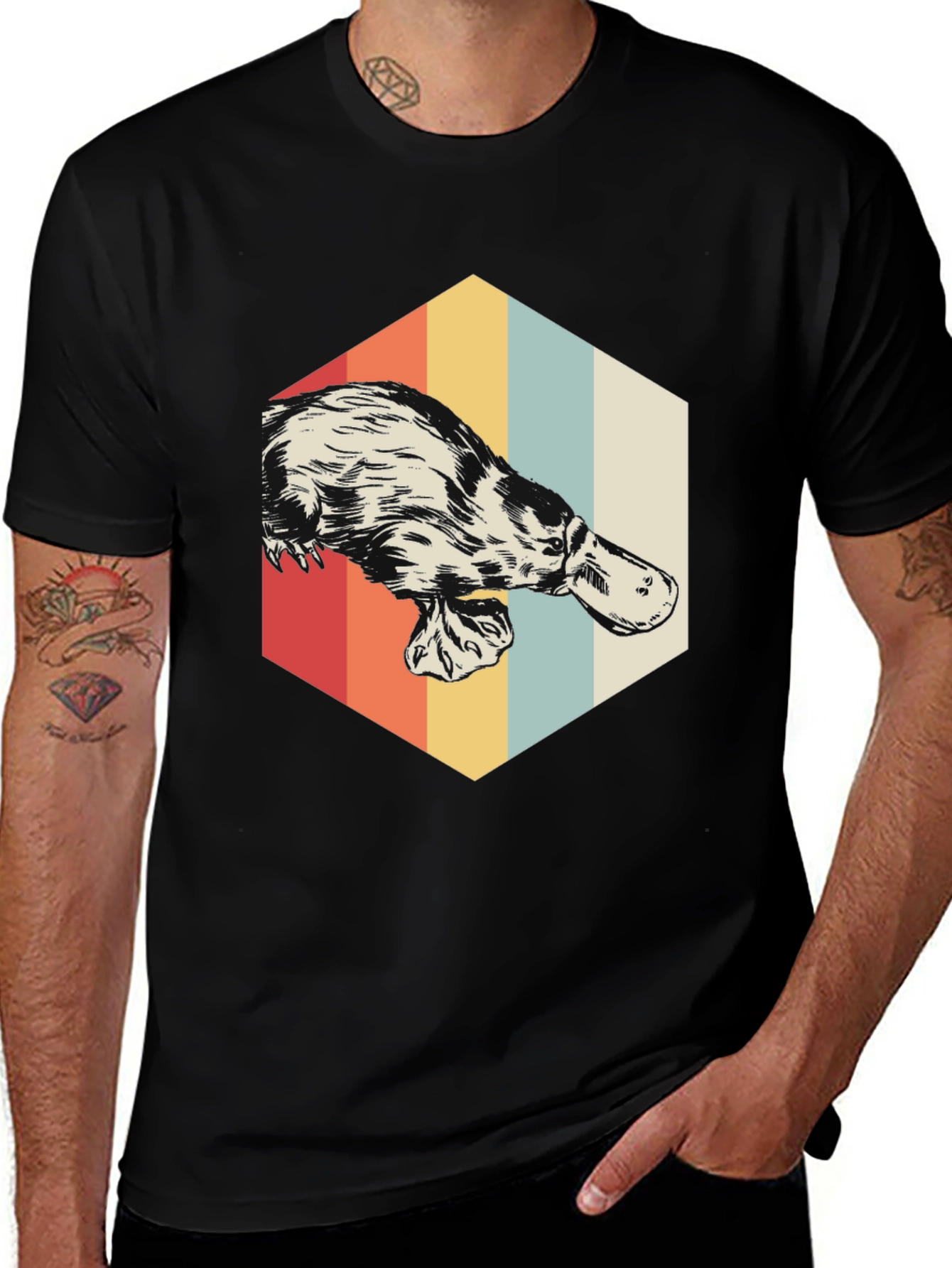 Variant 2 of Retro Platypus T-Shirt - Vintage Style Design