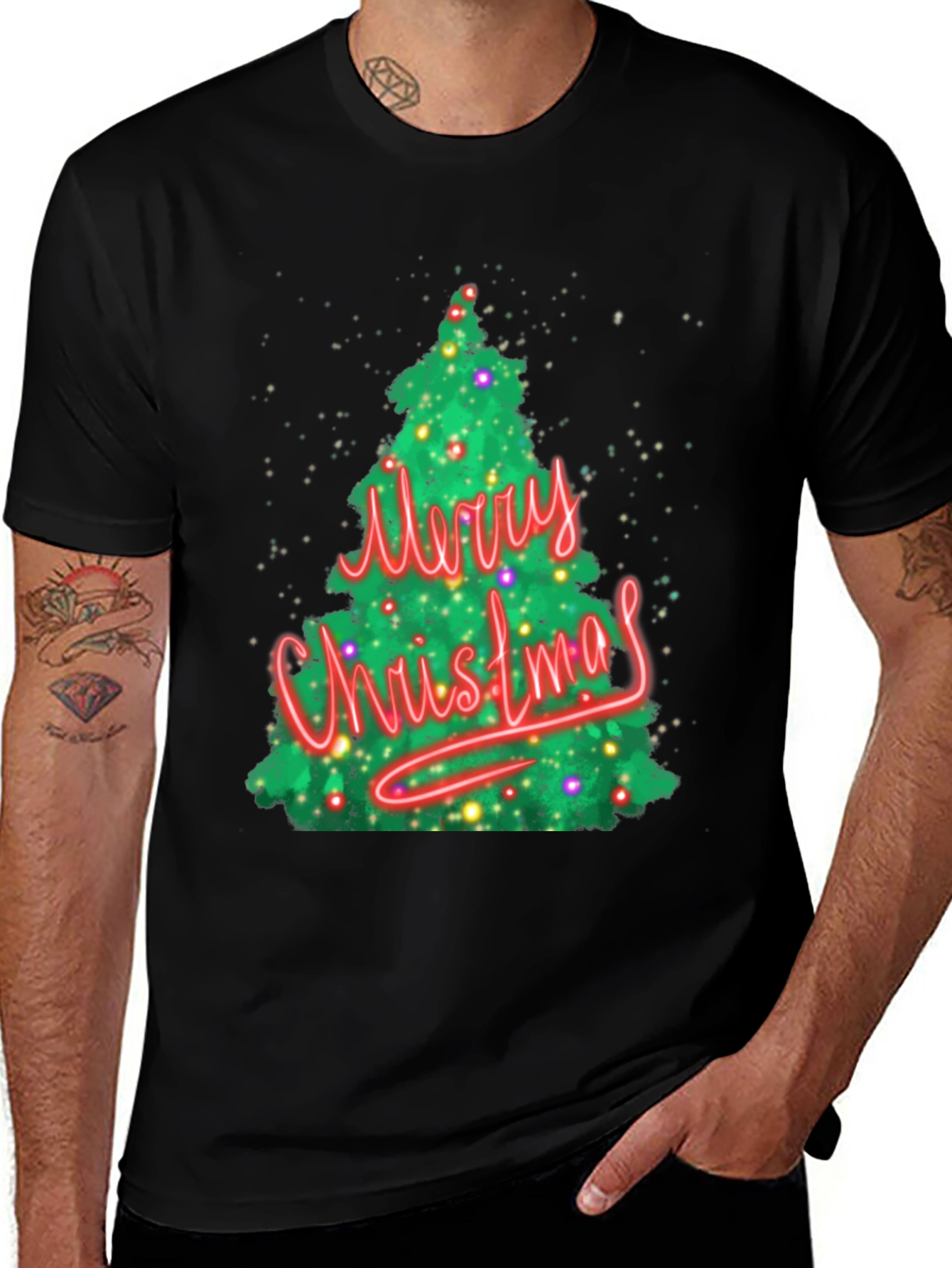 Festive Merry Christmas Tree Graphic Tee - Holiday Cheer!