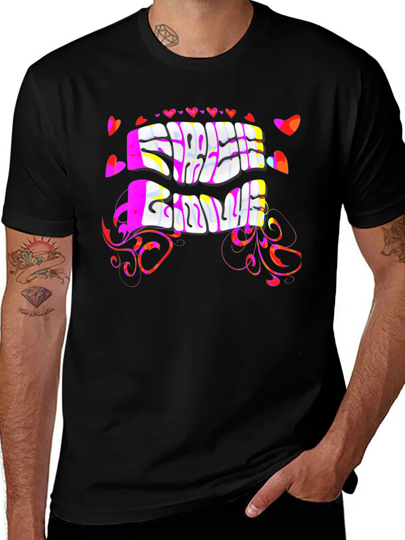 Variant 29 of Free Love Psychedelic Black T-Shirt