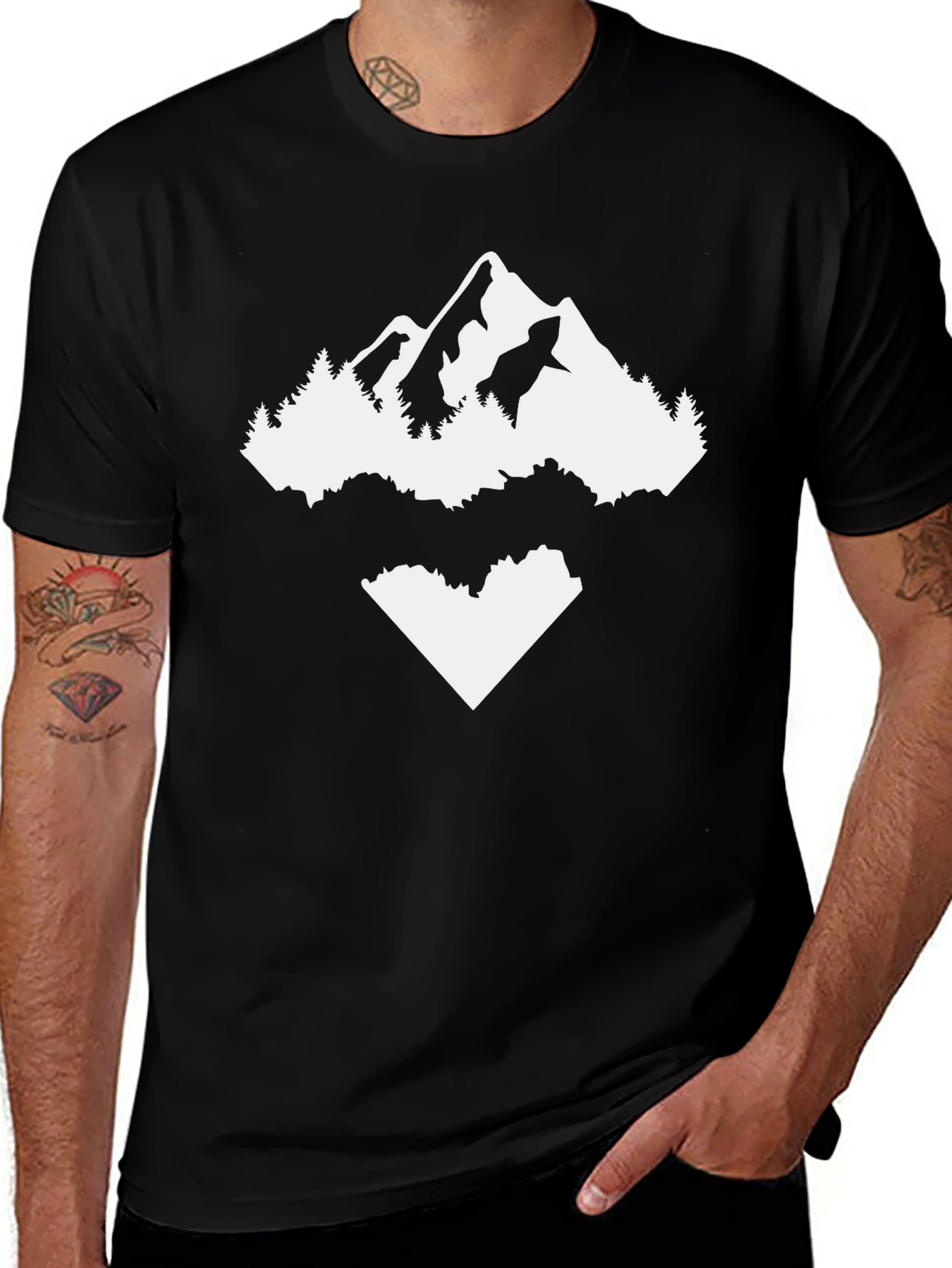 Variant 13 of Mountain Graphic Black T-Shirt