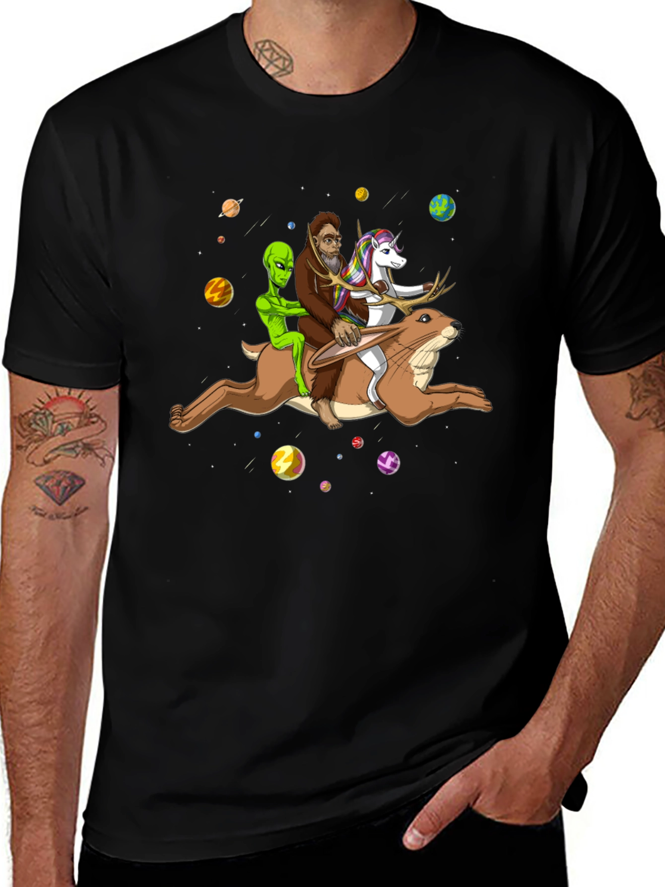 Variant 14 of Cosmic Bigfoot Alien Unicorn T-Shirt