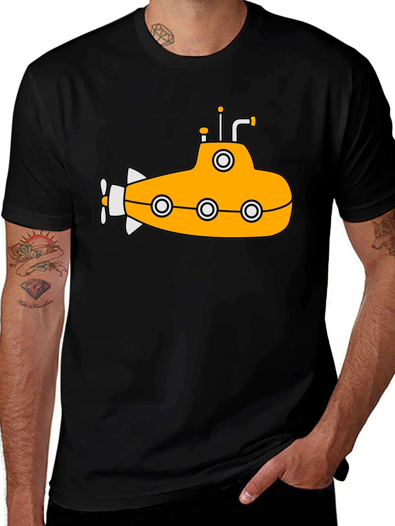 Variant 17 of Yellow Submarine Graphic T-Shirt - Black Cotton Tee