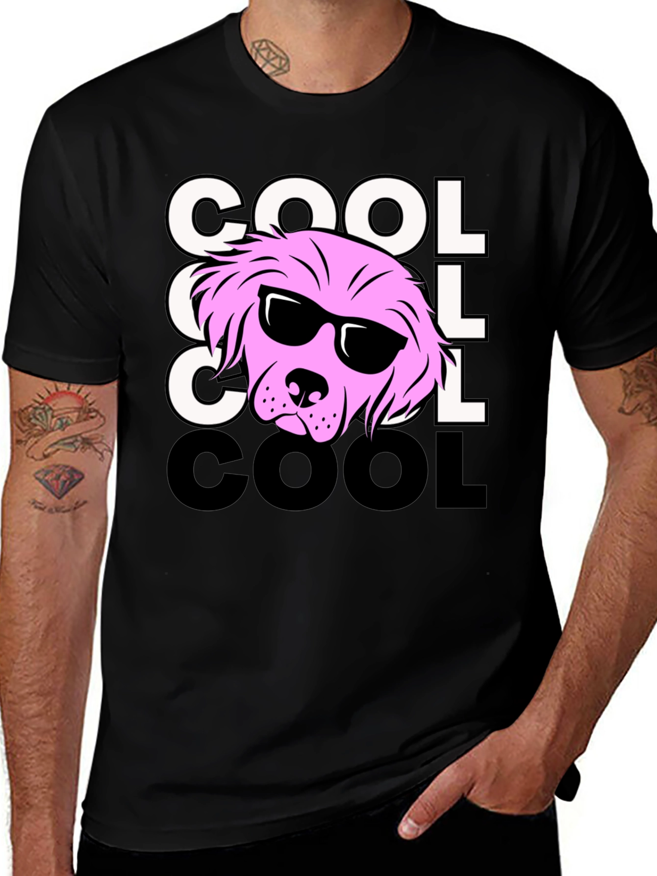 Variant 17 of Cool Dog Graphic Black T-Shirt