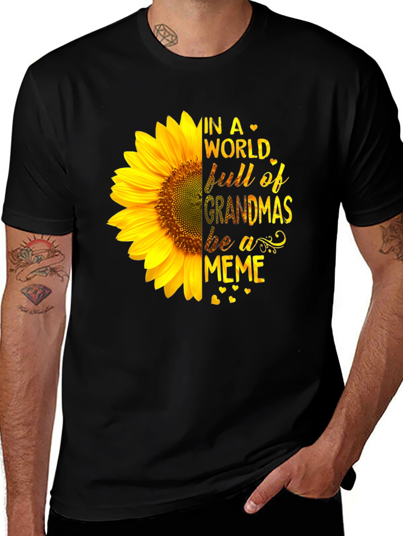 Variant 5 of Sunflower Grandma Meme Black T-Shirt