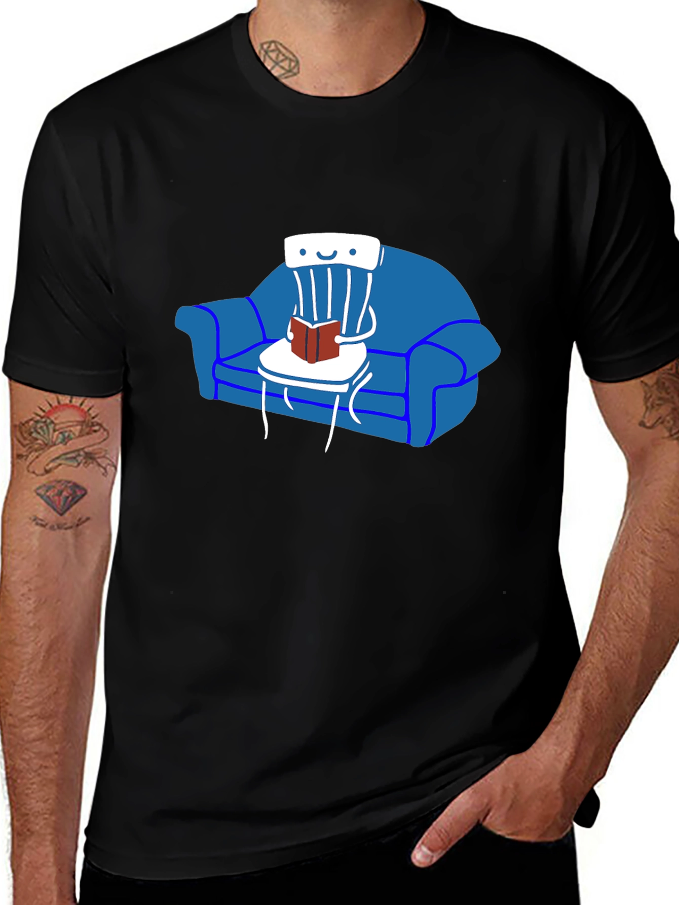 Variant 27 of Chair Reading on Sofa T-Shirt - Unique Graphic Tee