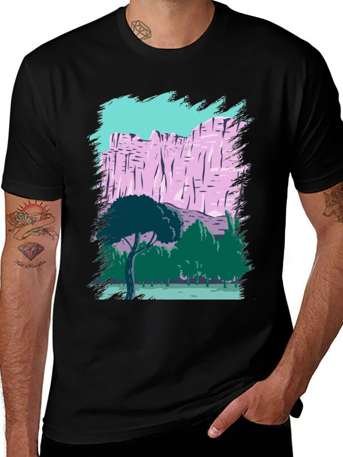 Variant 13 of Nature Scene Graphic Tee - Black