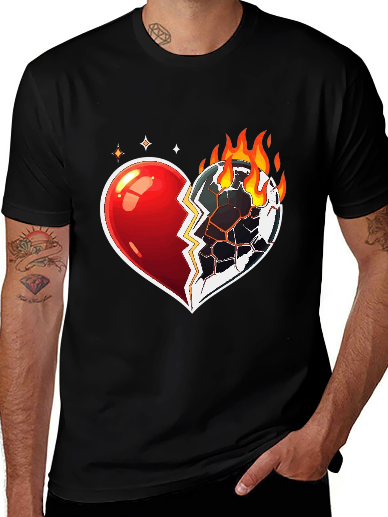 Variant 13 of Fiery Heartbreak Tee - Emotional Graphic Print Shirt