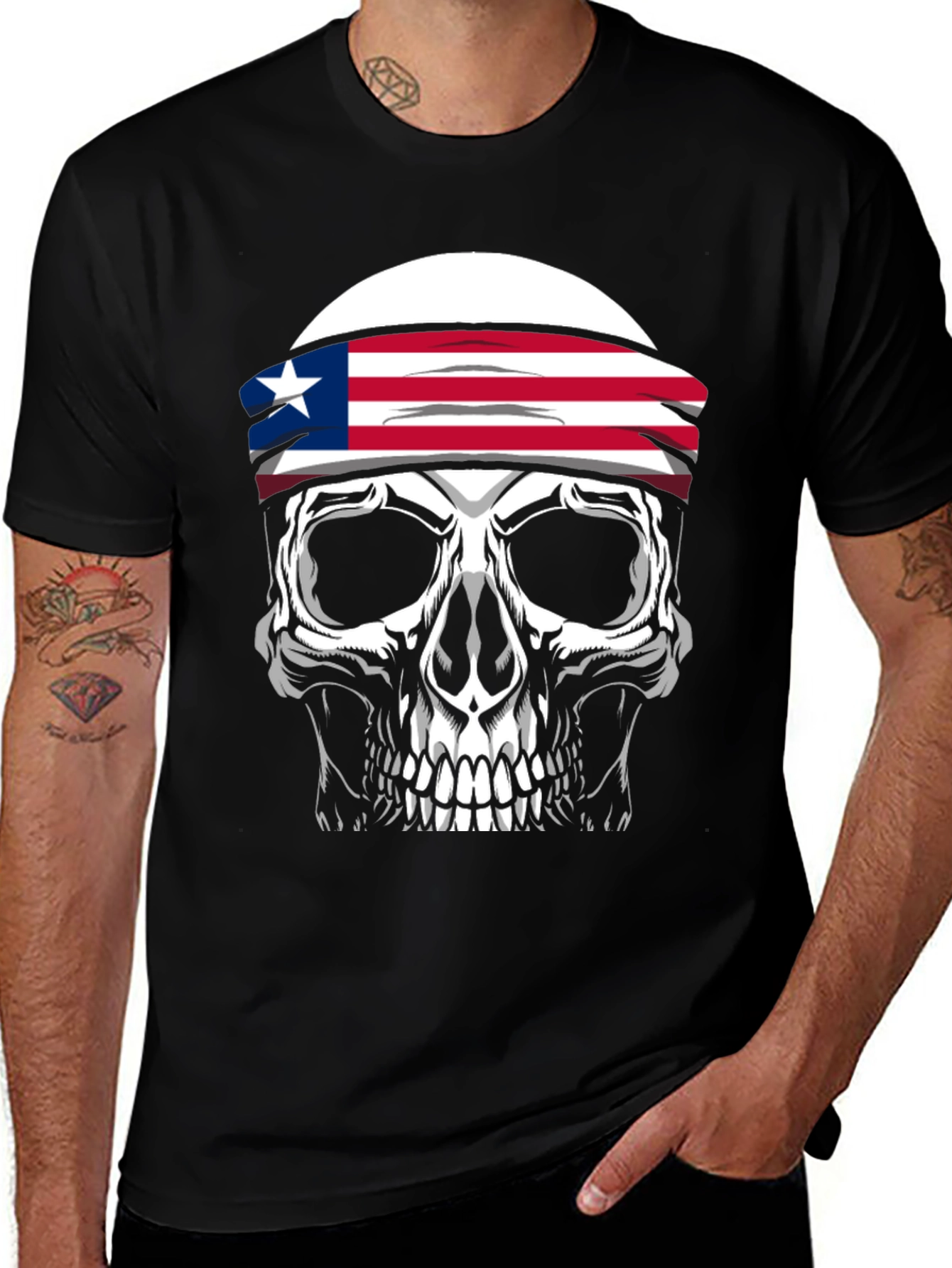 Variant 4 of Liberia Skull T-Shirt, Graphic Tee
