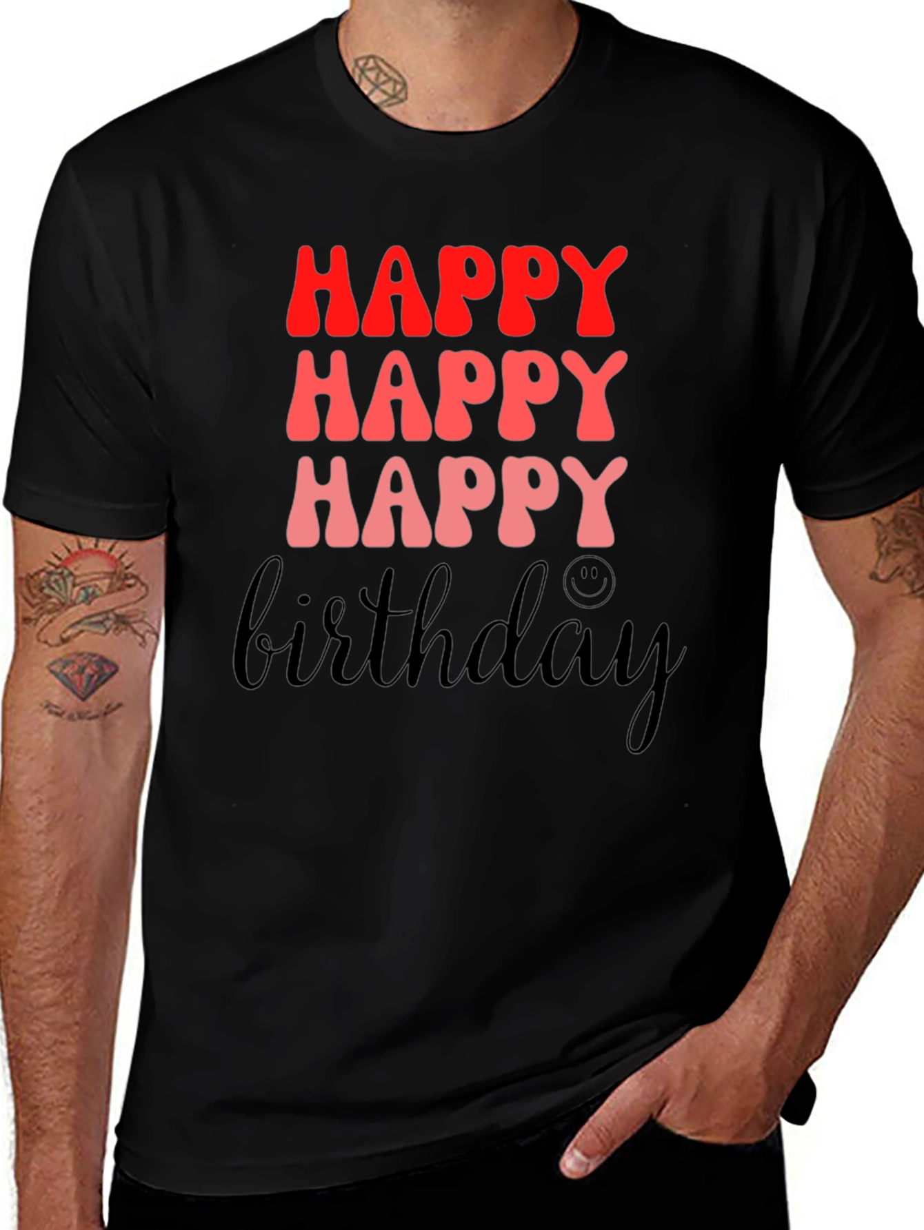 Variant 7 of Happy Birthday Black Graphic T-Shirt