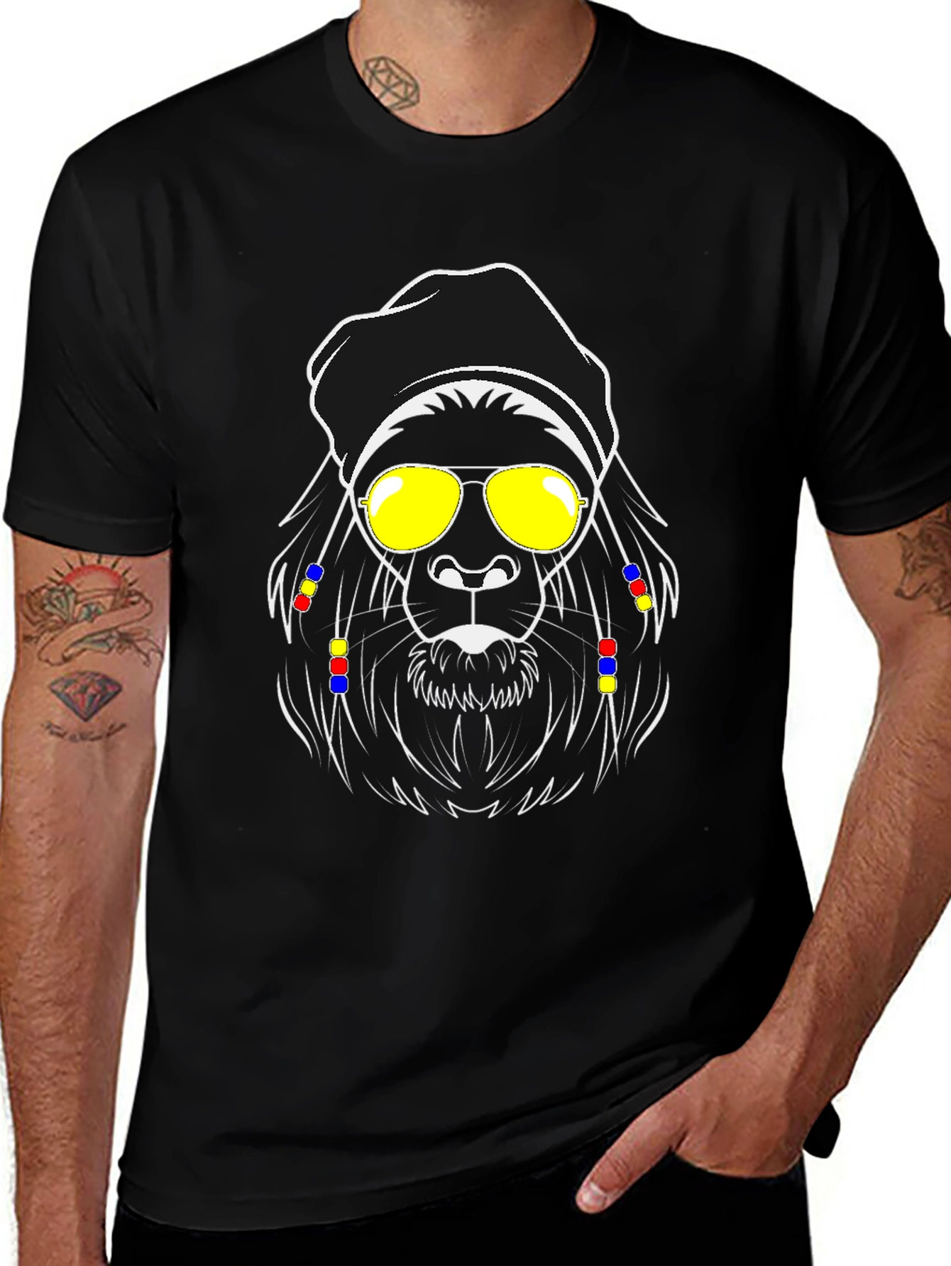 Variant 6 of Cool Lion Graphic Tee - Black