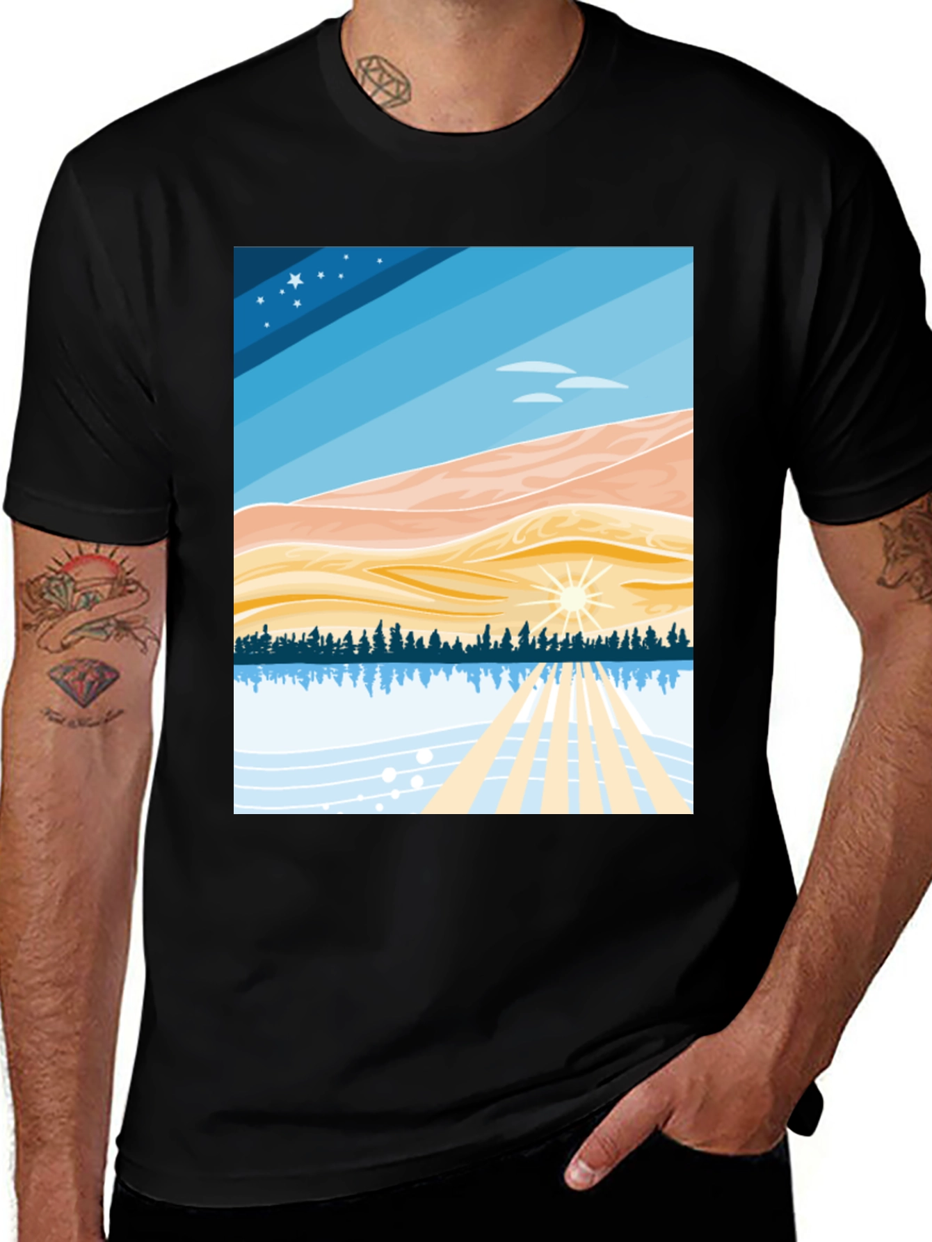 Variant 23 of Scenic Landscape Graphic Tee - Soft Cotton Blend