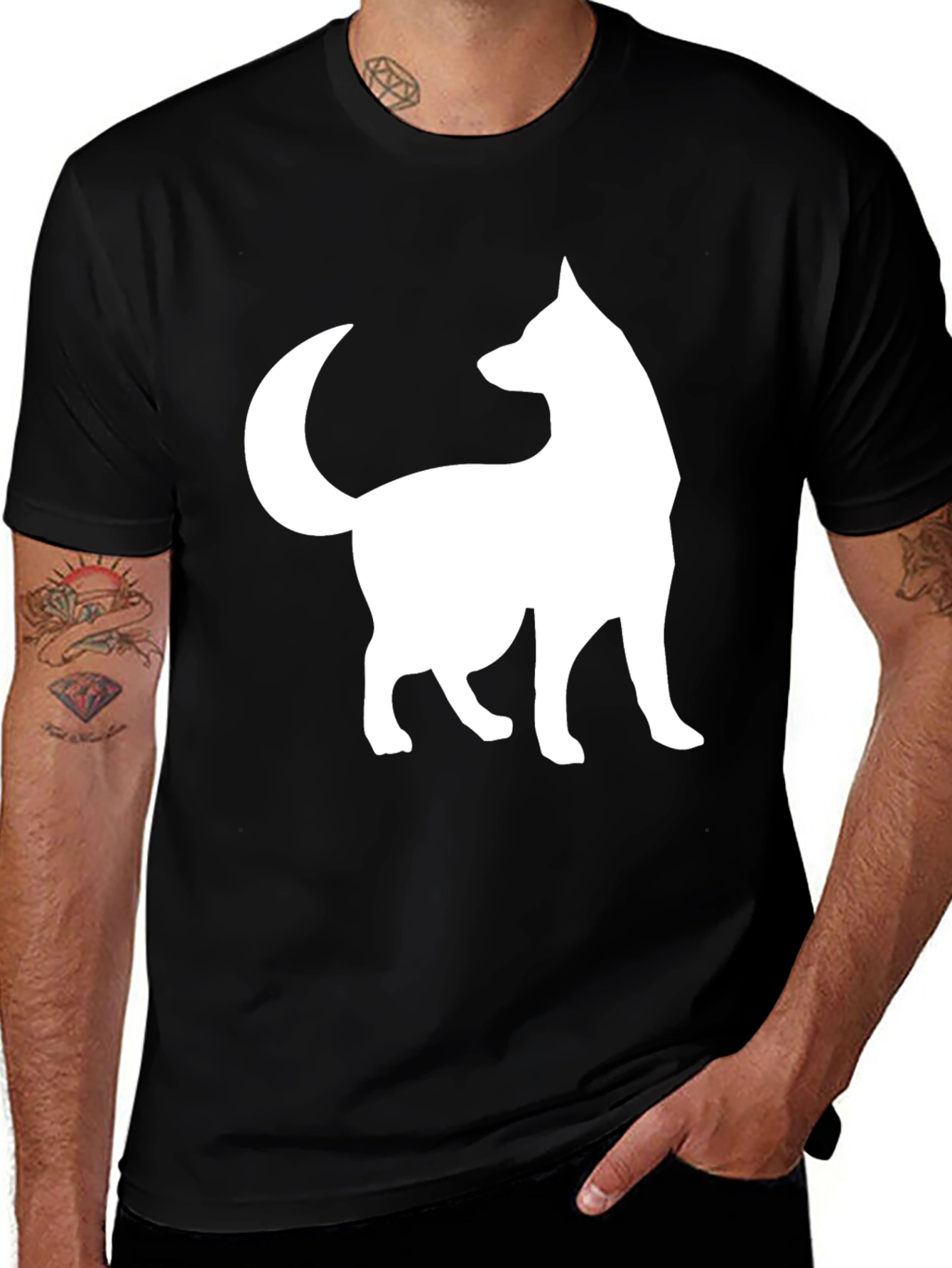 Variant 13 of Dog Silhouette Graphic Tee - Casual Black T-Shirt