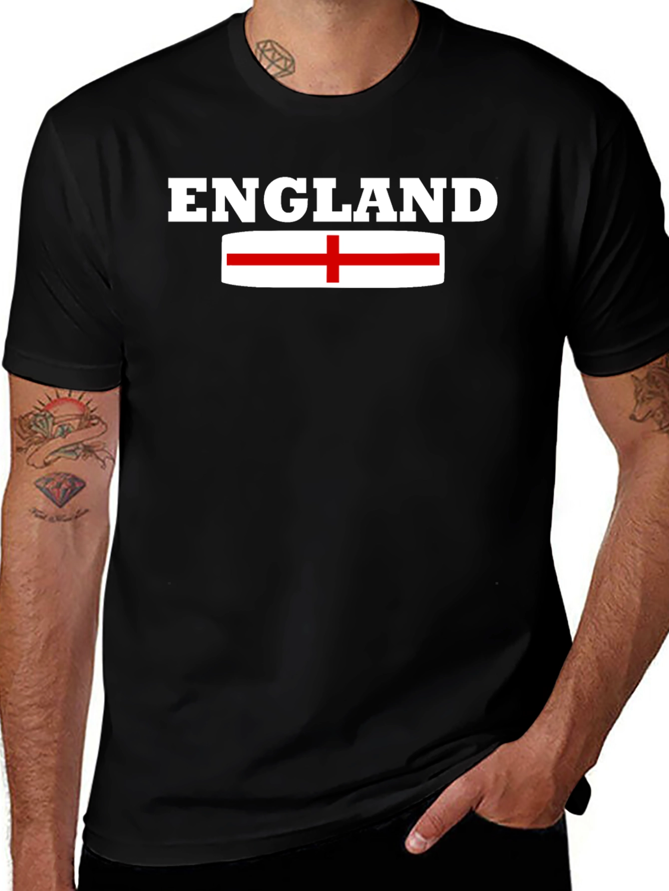 England Flag Graphic T-Shirt - Black Cotton Tee