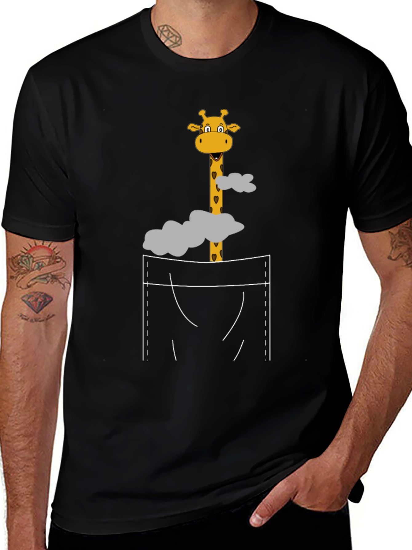 Variant 22 of Giraffe Pocket T-Shirt - Novelty Graphic Tee