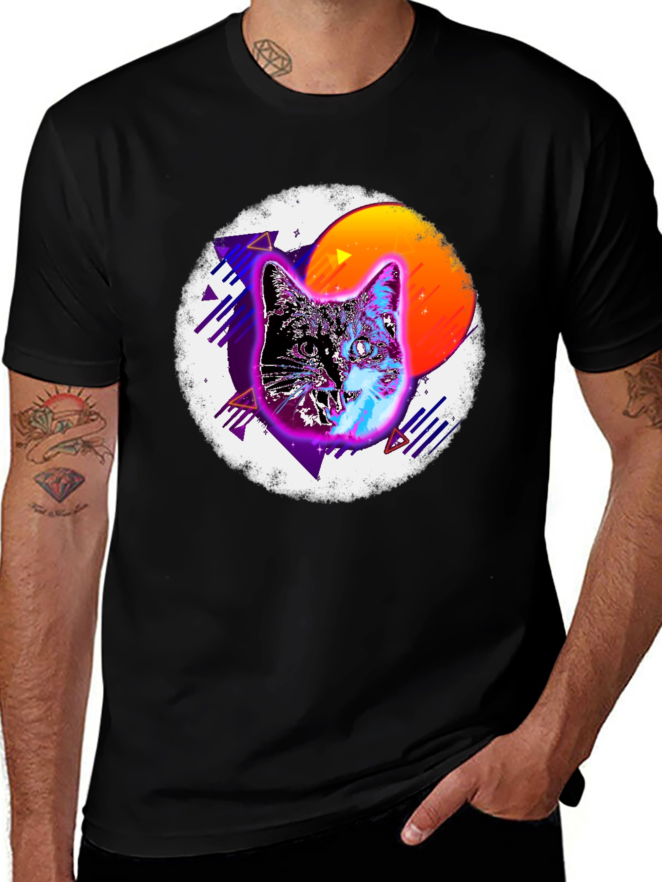 Variant 4 of Retro Cat Graphic T-Shirt - Cool Style