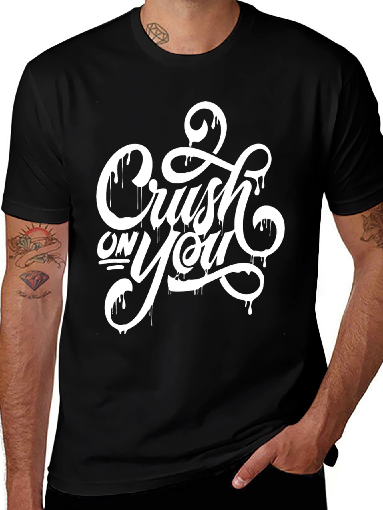 Variant 7 of Crush On You Black Graphic T-Shirt for Men
