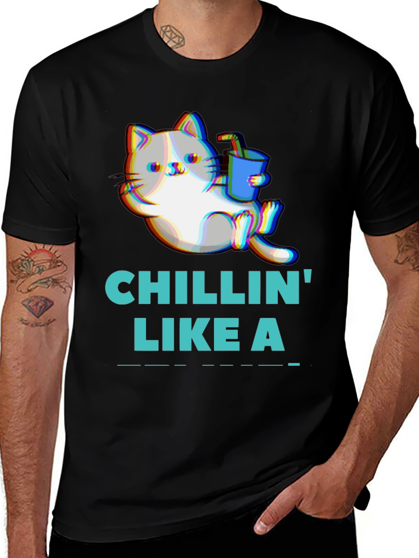 Variant 11 of Chillin' Like A Cat T-Shirt - Black Novelty Tee