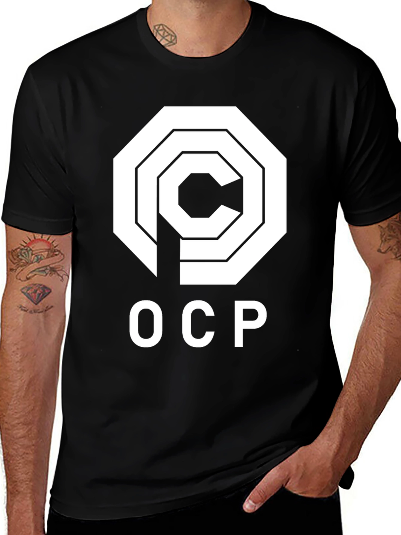 OCP Logo Black T-Shirt - Sci-Fi Inspired Tee