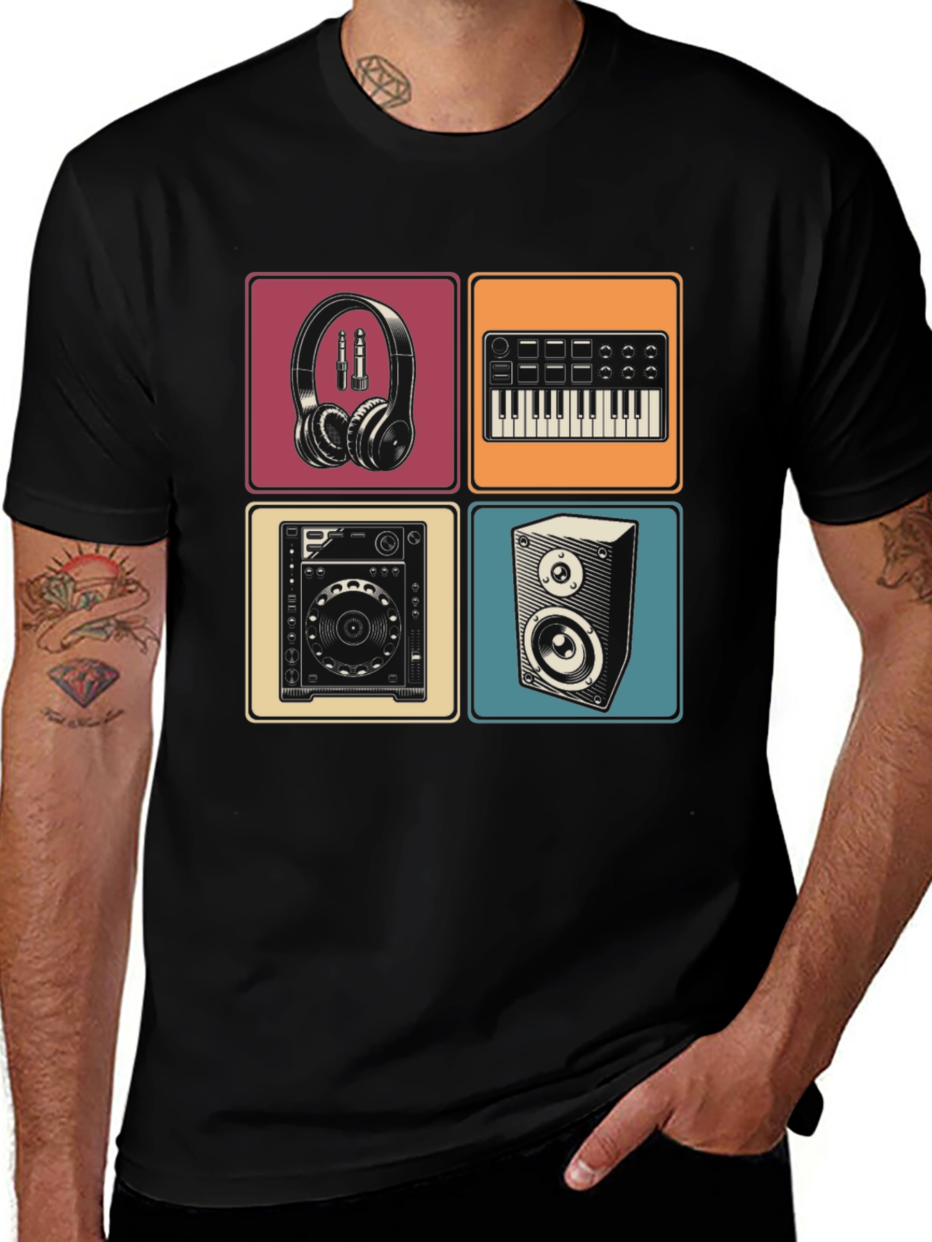 Variant 12 of DJ Equipment Black T-Shirt: Music Lover's Graphic Tee