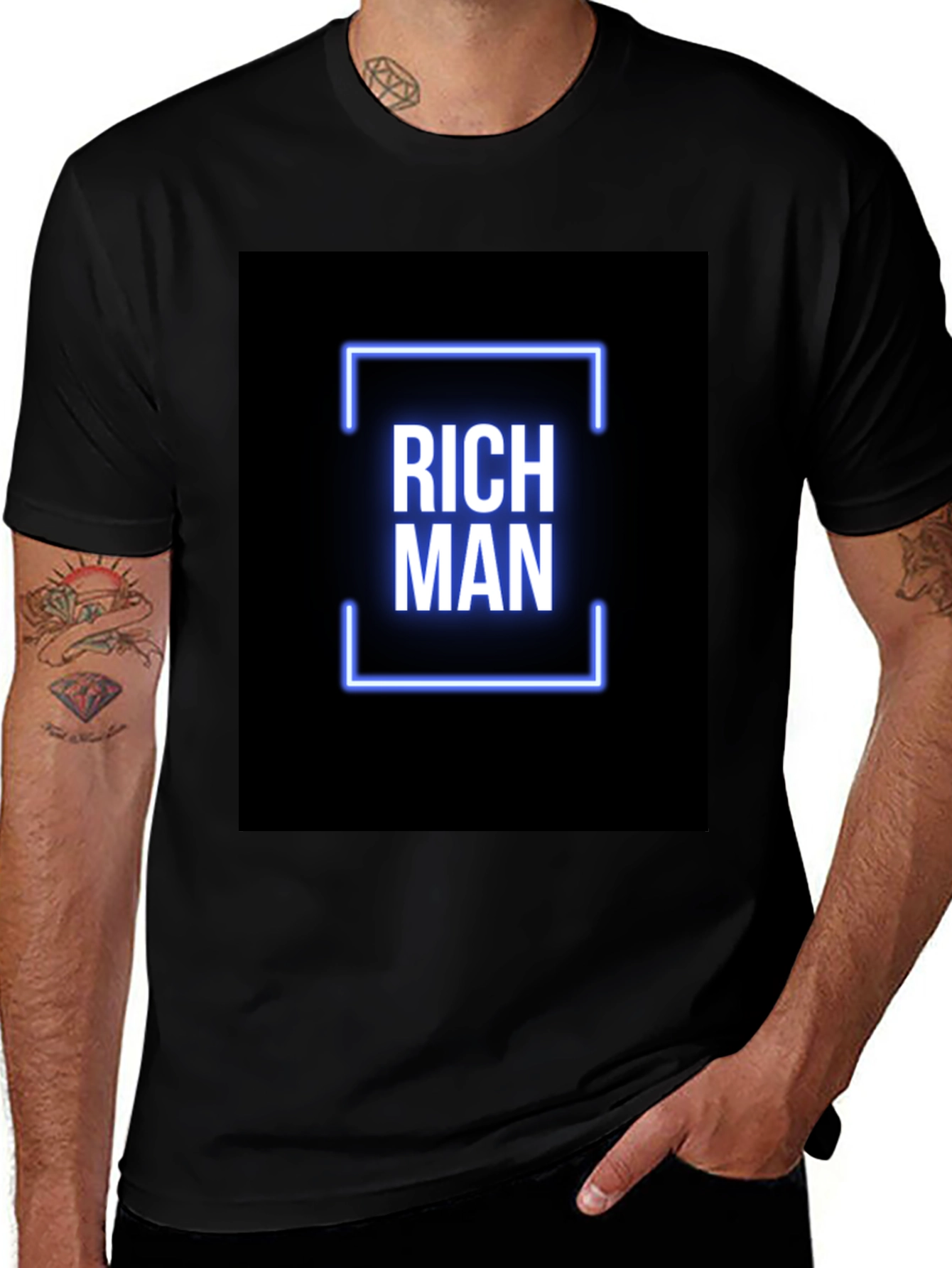 Variant 28 of Rich Man Graphic Tee - Black Crew Neck T-Shirt