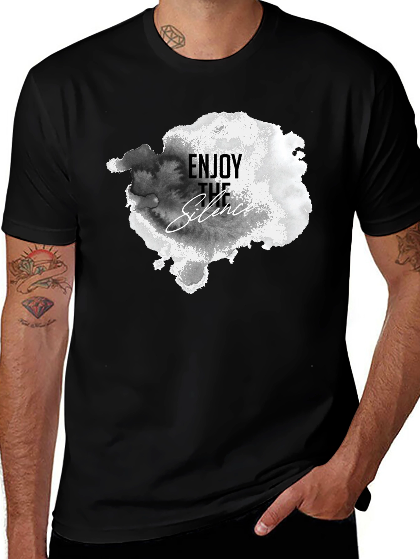 Variant 17 of Enjoy The Silence Graphic Tee - Black Cotton T-Shirt