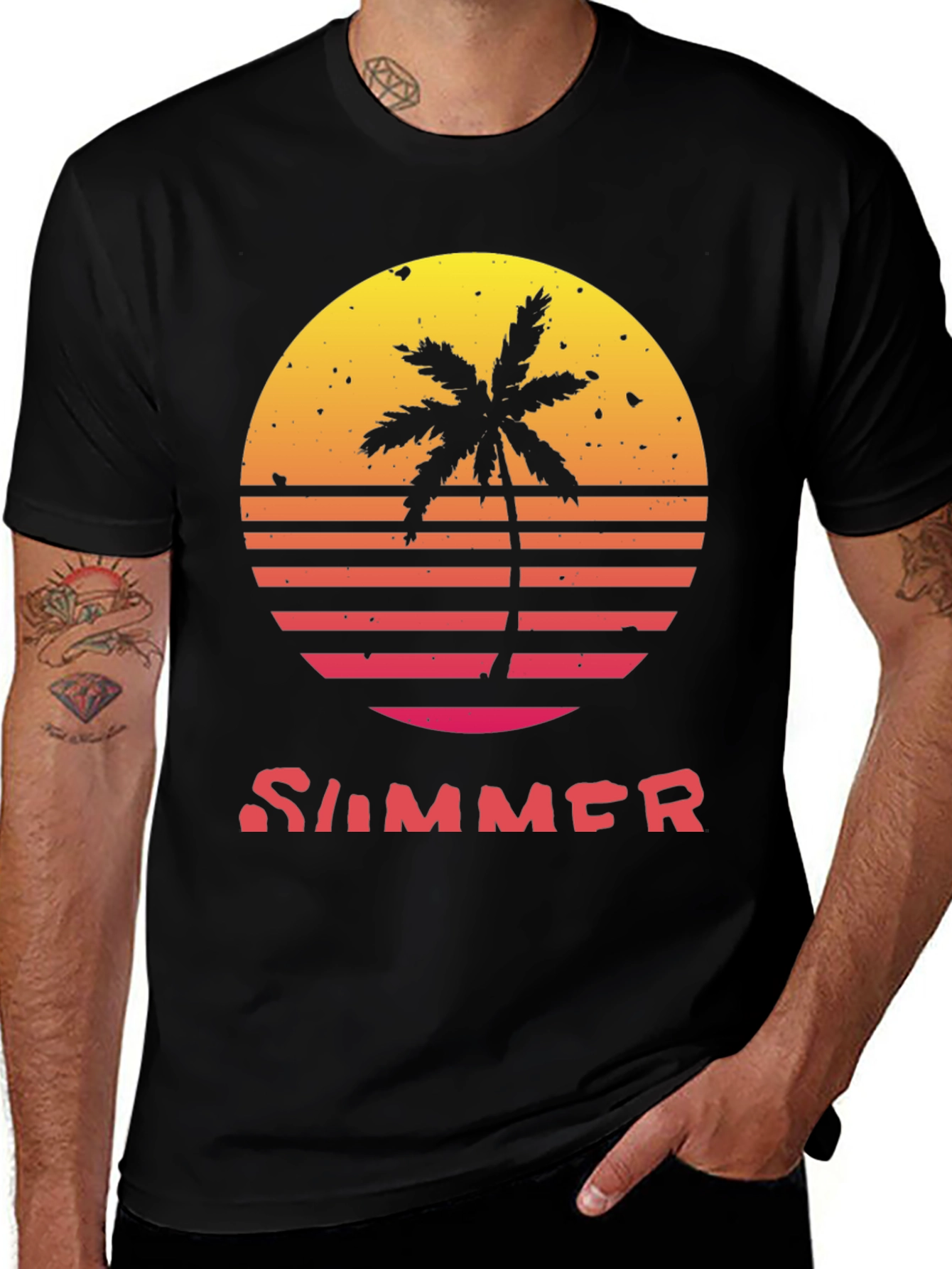 Variant 14 of Summer Sunset Palm Tree Graphic Tee