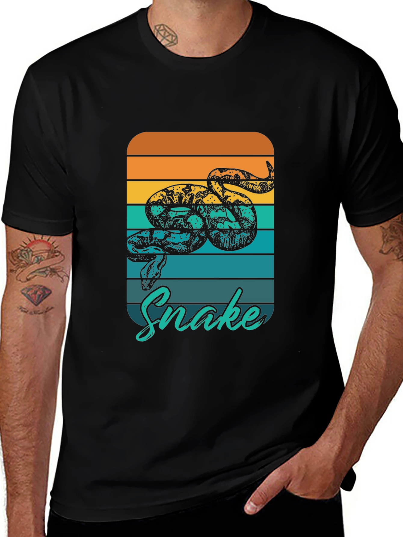 Variant 9 of Retro Snake Graphic T-Shirt - Stylish Reptile Tee
