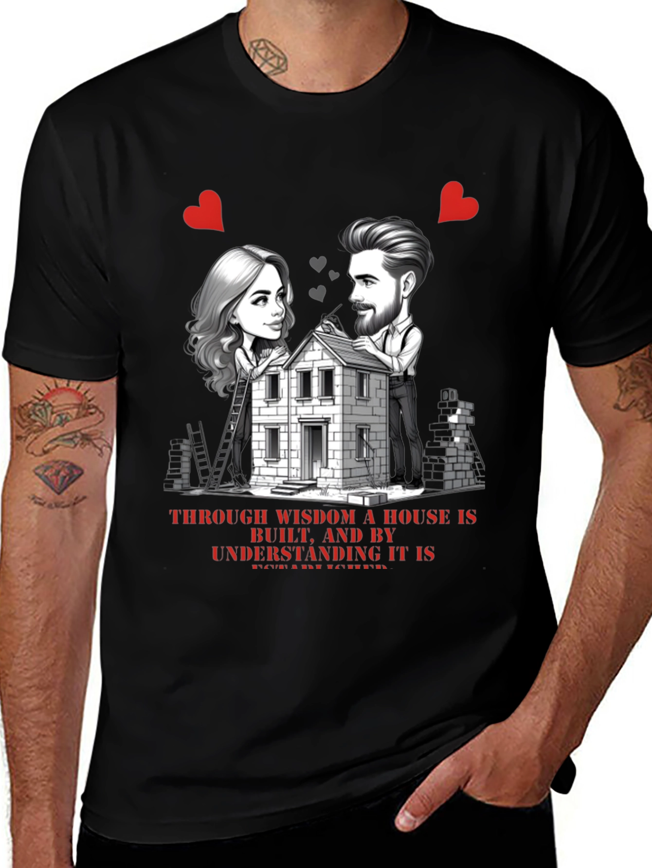 Variant 22 of Wisdom House Black Graphic T-Shirt