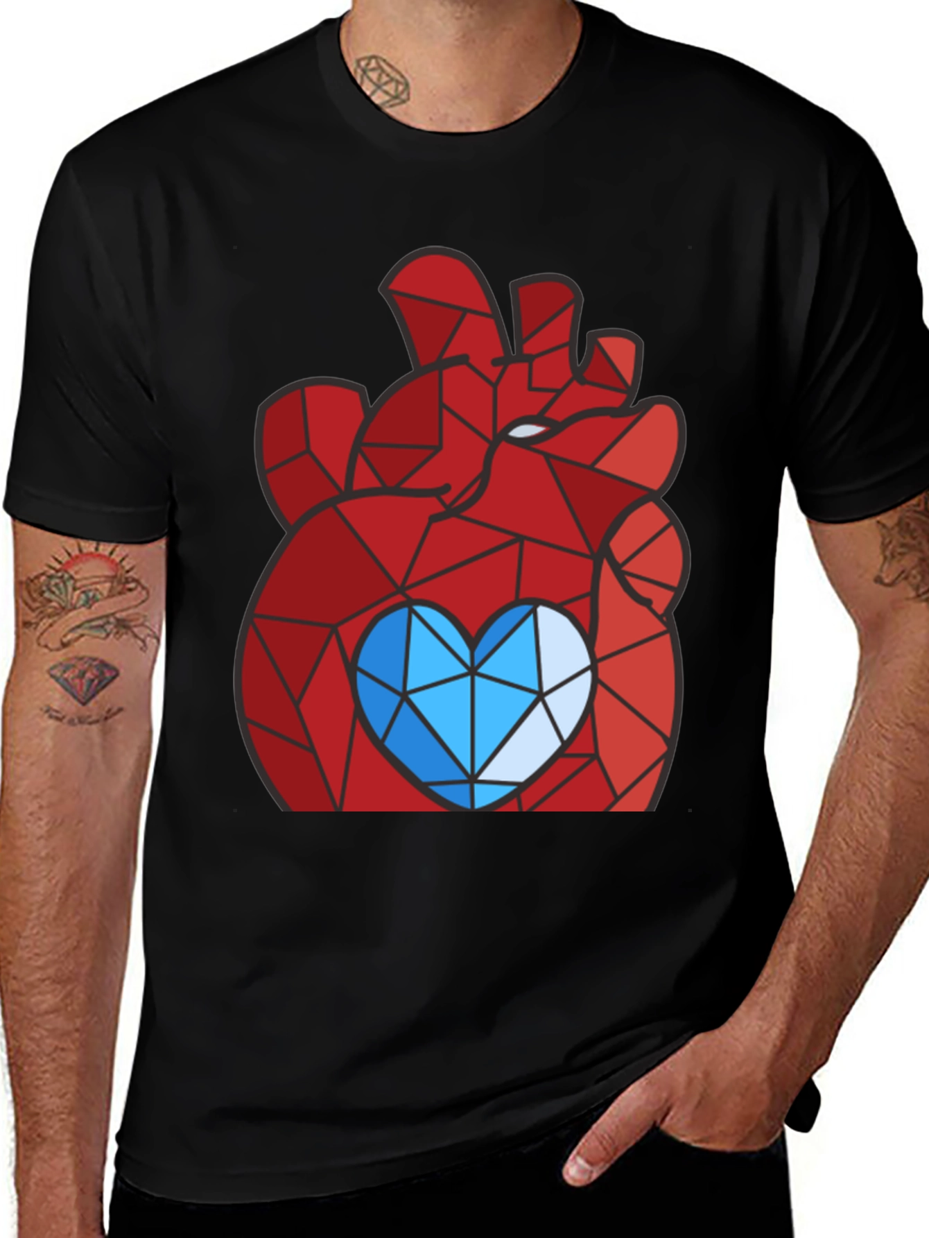 Variant 2 of Geometric Heart Graphic Tee - Modern Style