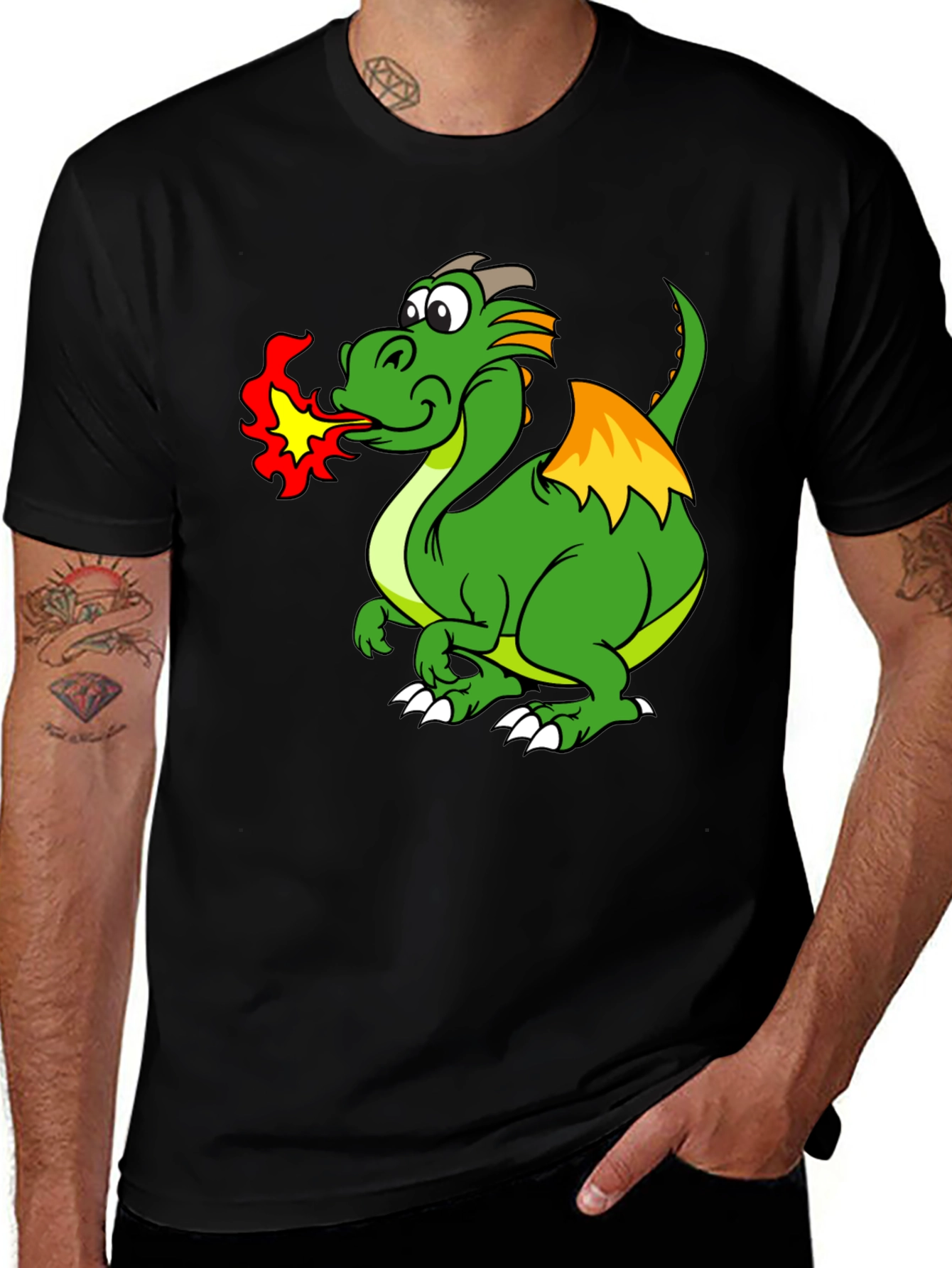 Variant 22 of Dragon Fire T-Shirt - Black Cotton Tee