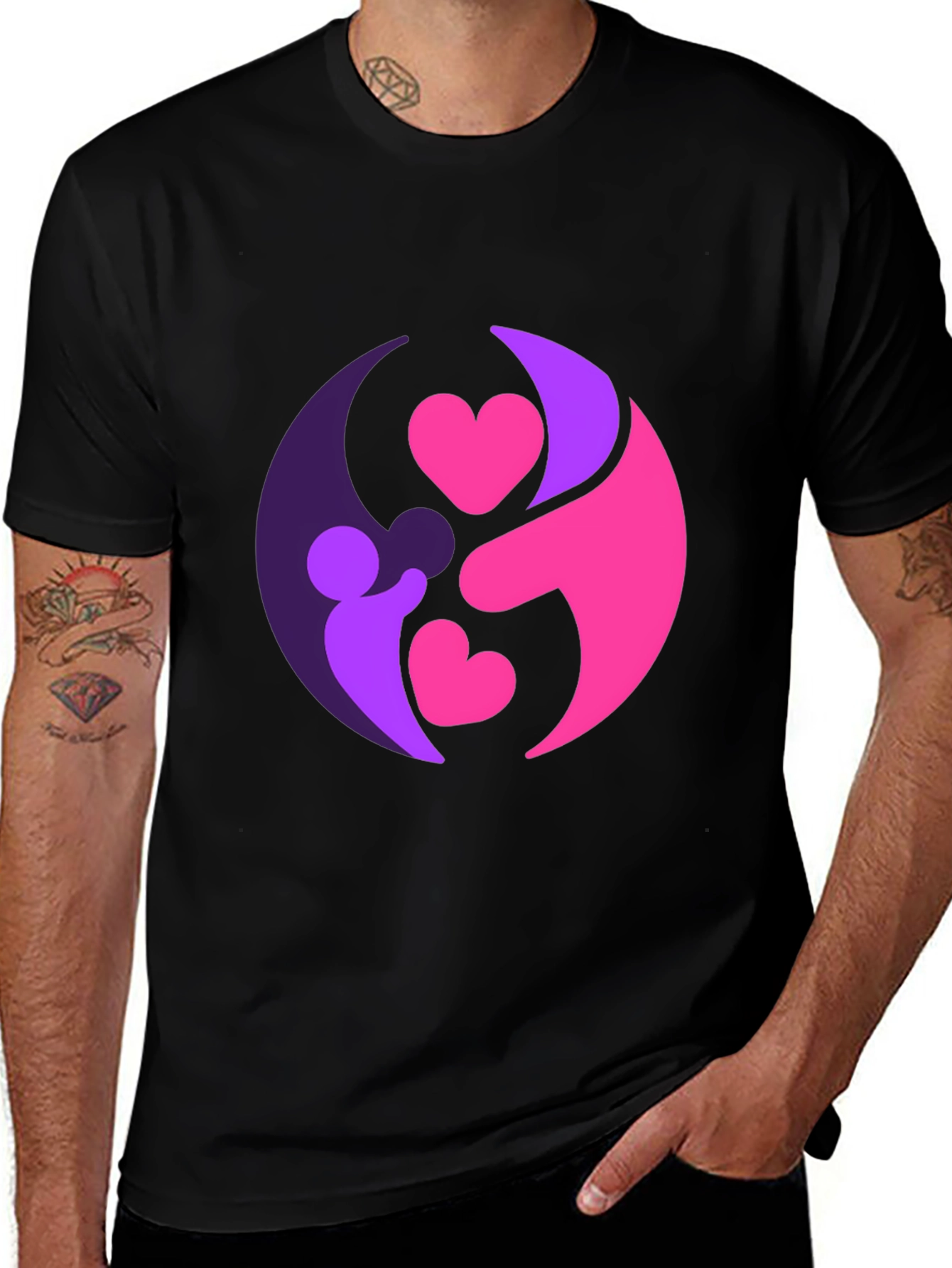 Variant 26 of Love & Family Graphic Tee - Stylish Black T-Shirt