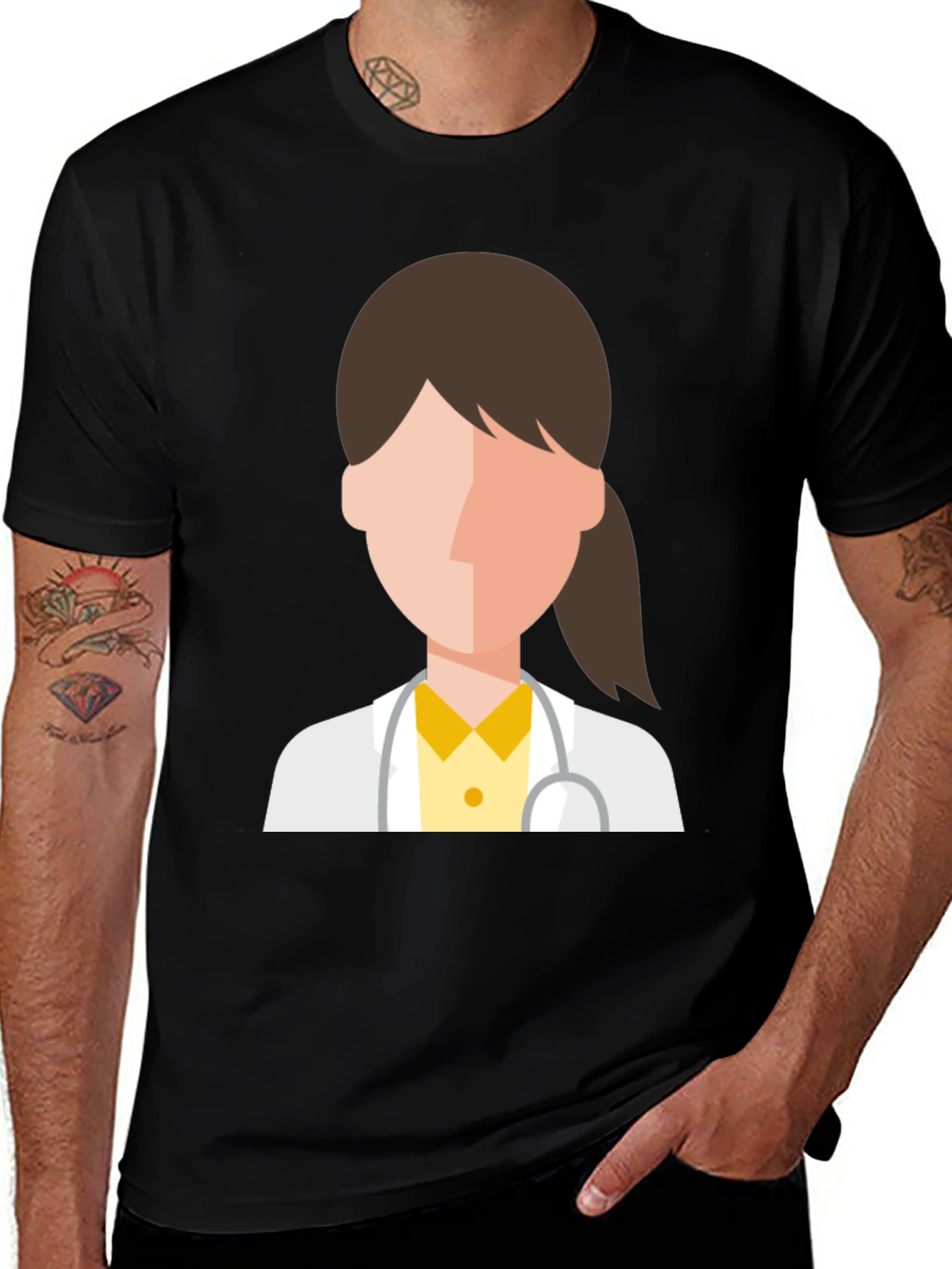Variant 23 of Doctor Graphic T-Shirt - Black Cotton Tee