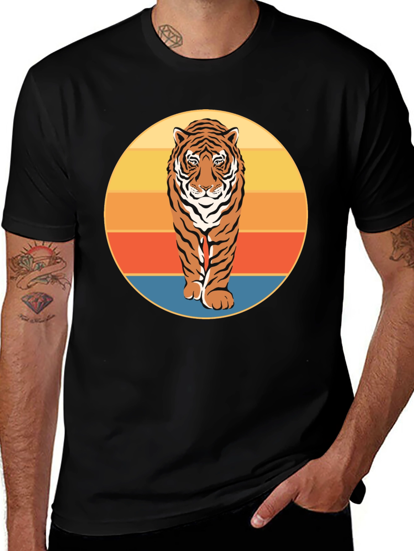 Variant 14 of Retro Tiger Graphic Tee - Black