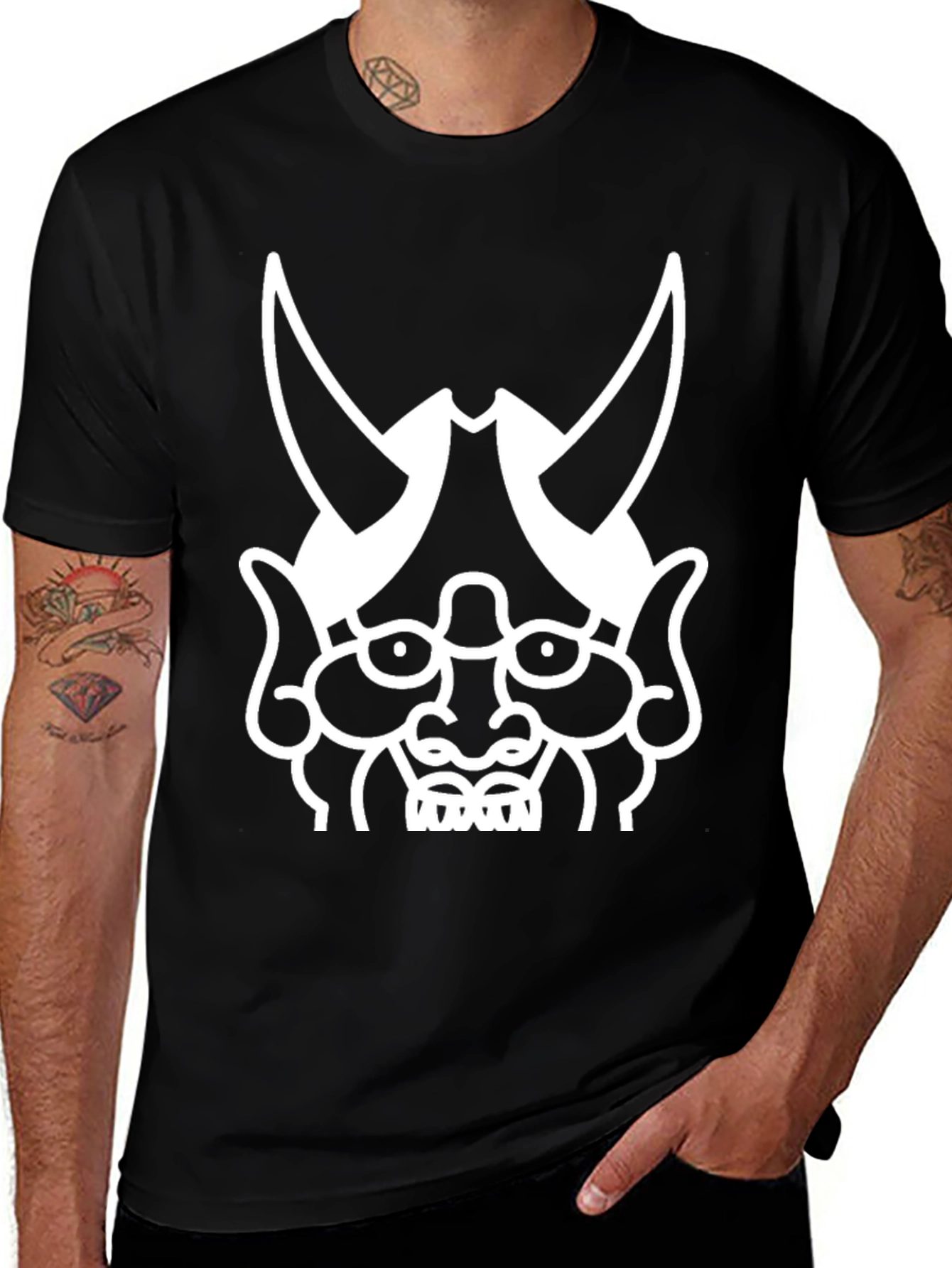 Oni Mask Graphic Tee - Japanese Demon Shirt