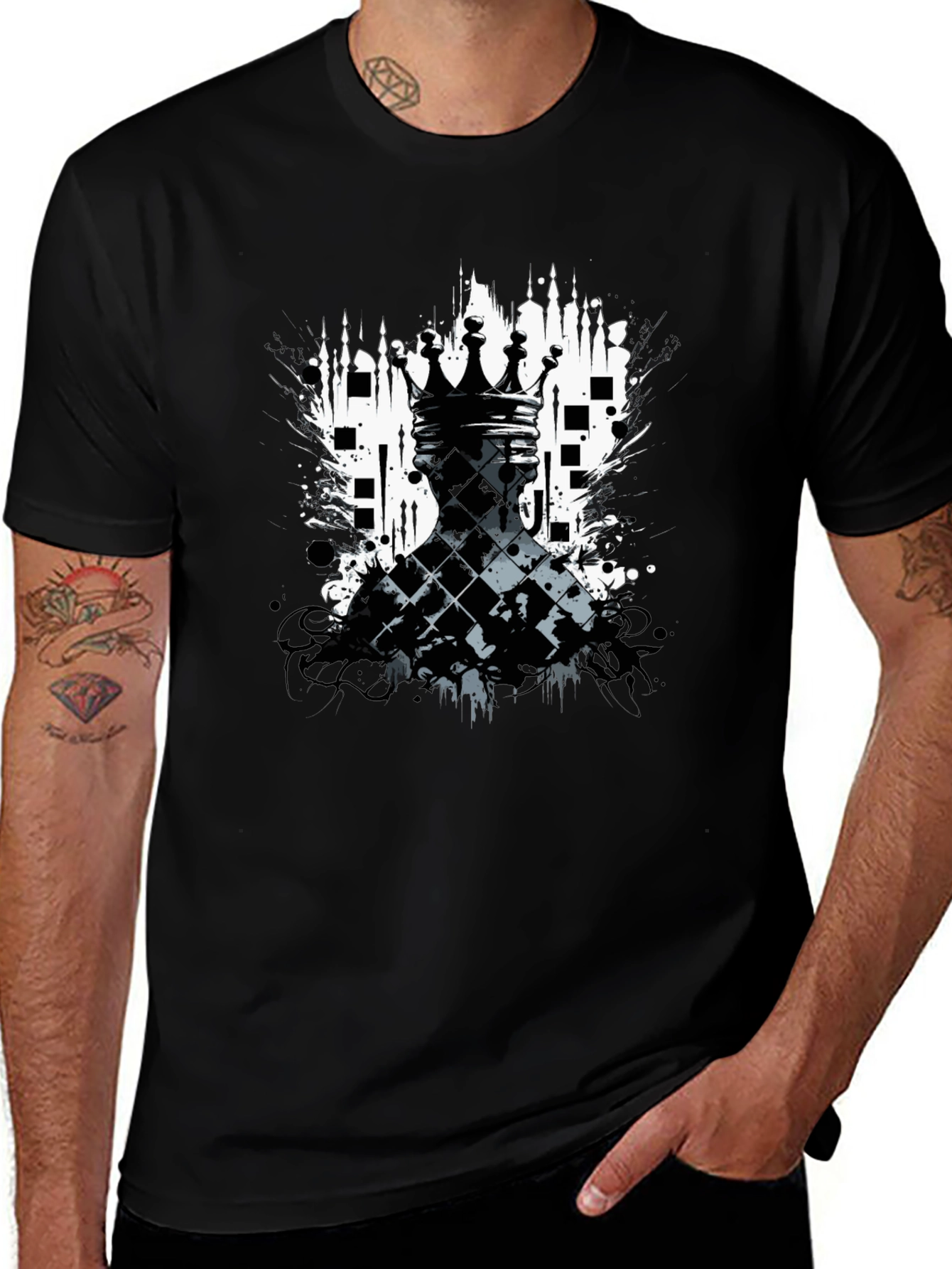 Variant 17 of Chess King Graphic Tee - Unique Design, Stylish Black T-Shirt
