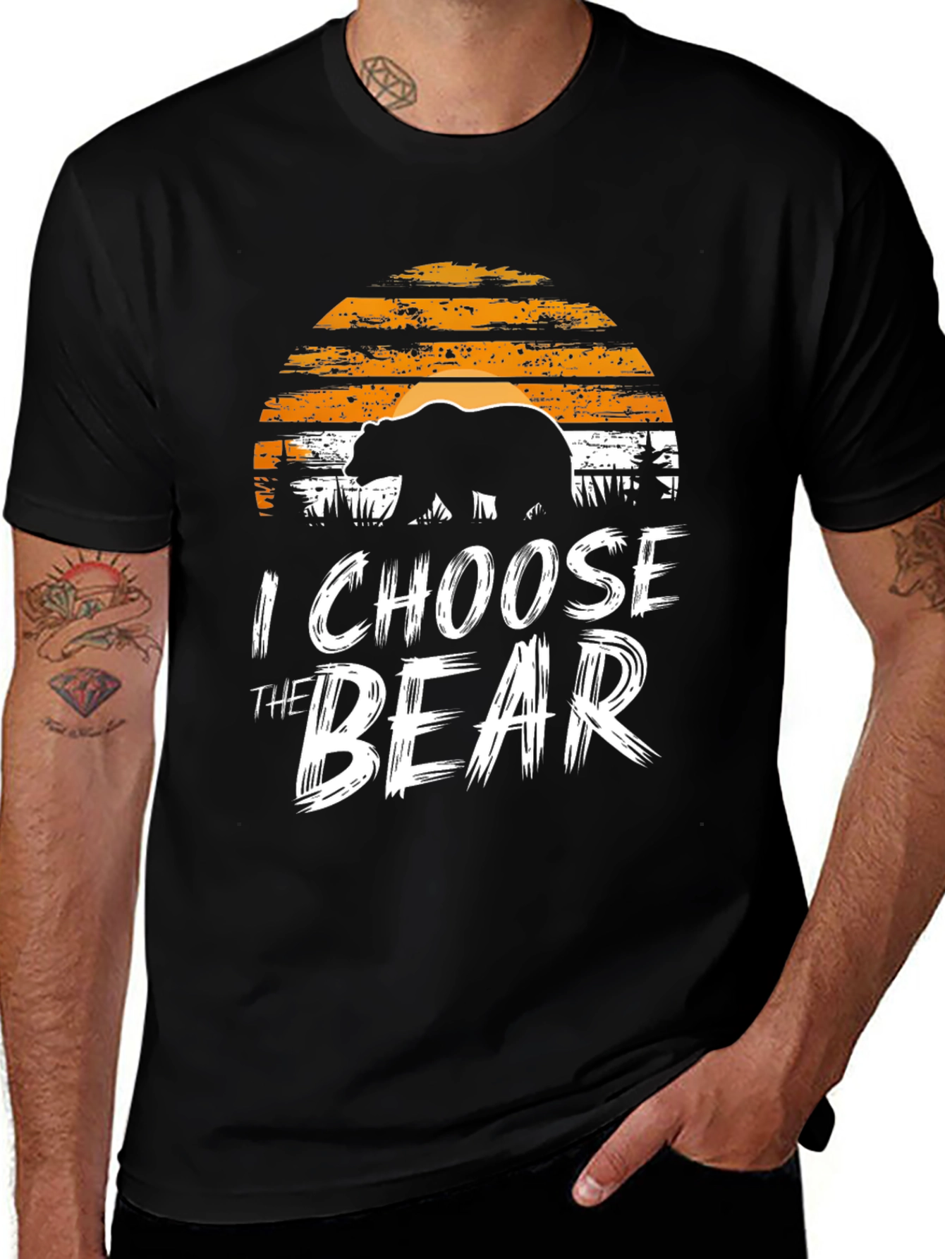 Variant 10 of I Choose The Bear Graphic Tee - Black