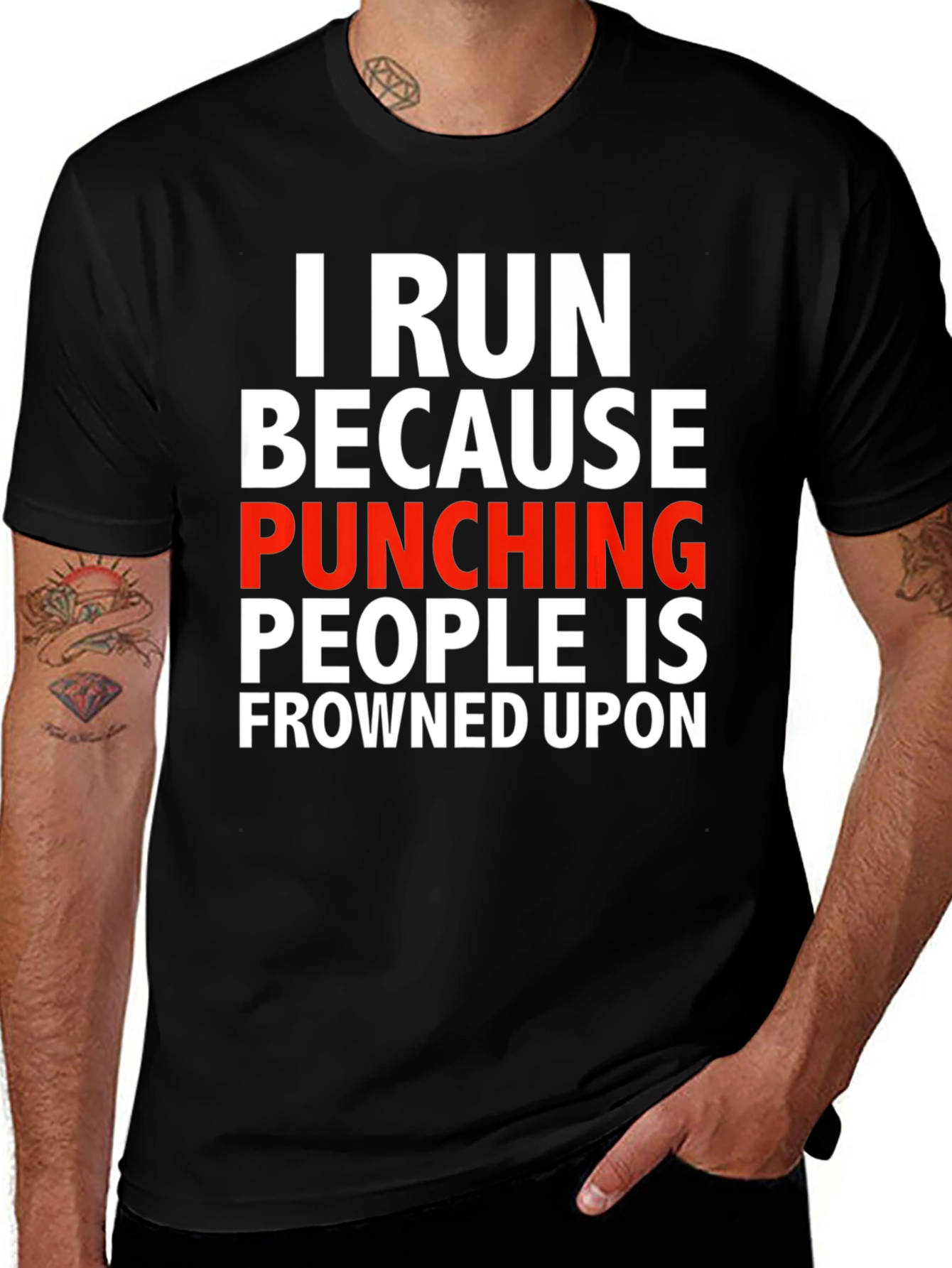 Variant 11 of Funny Running T-Shirt - I Run Because Punching People Is Frowned Upon