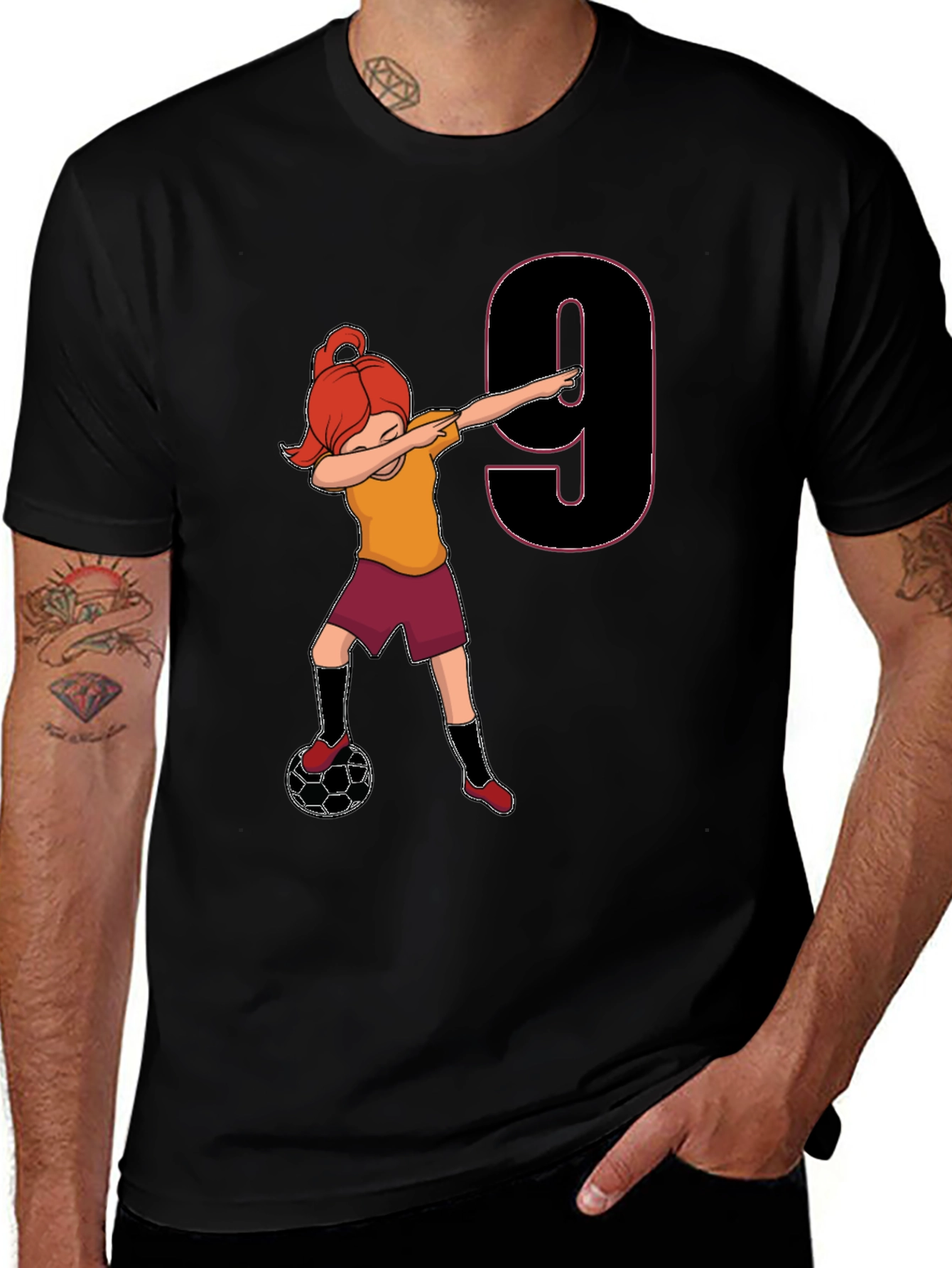 Girl's Soccer Birthday Shirt - Number 9