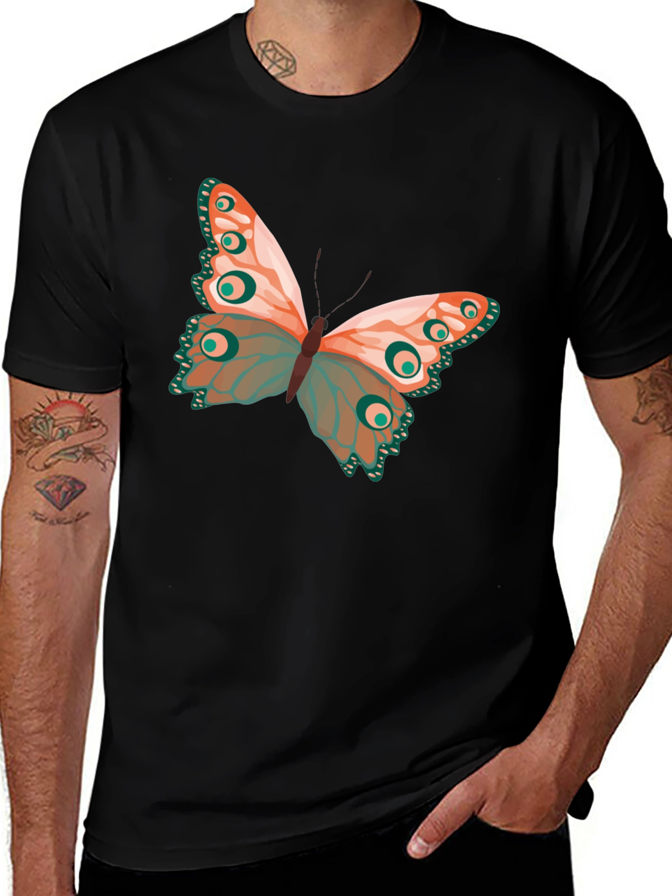 Variant 24 of Butterfly Graphic Black Tee - Stylish & Unique!